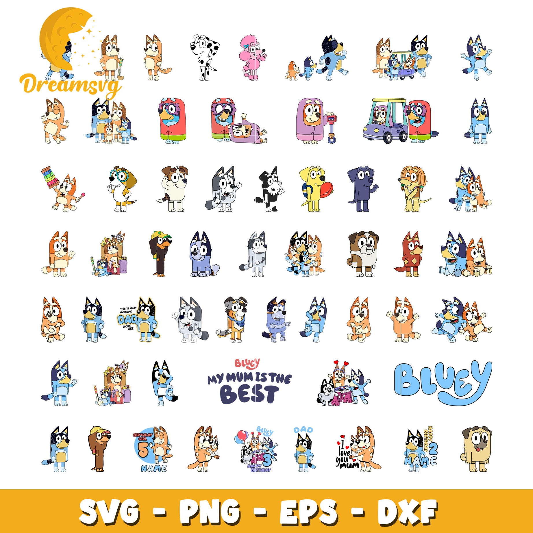 Bluey characters bundle svg, bluey cartoon svg, bluey svg