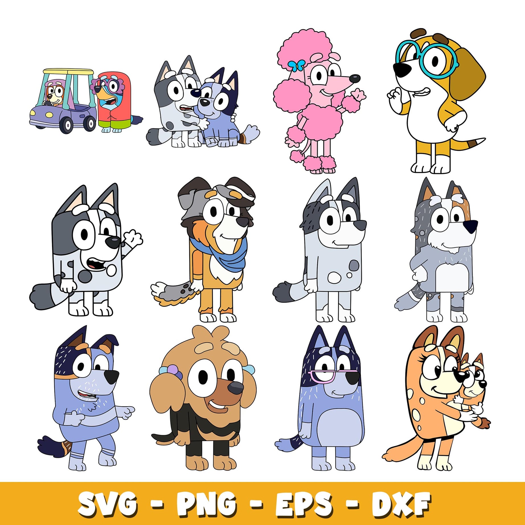 Blue Dog and Bingo Friends svg, Bluey bundle svg, Cartoon svg 