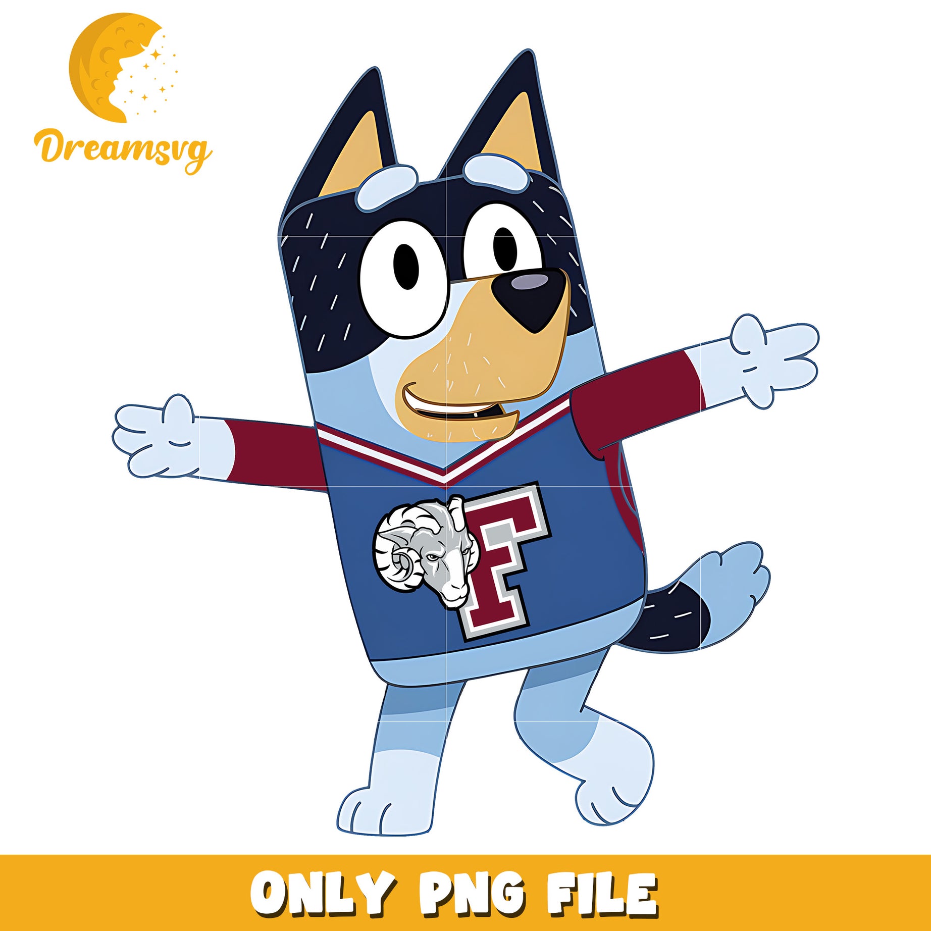 Bluey t-shirt logo ncaa png, Fordham Rams png, ncaa png