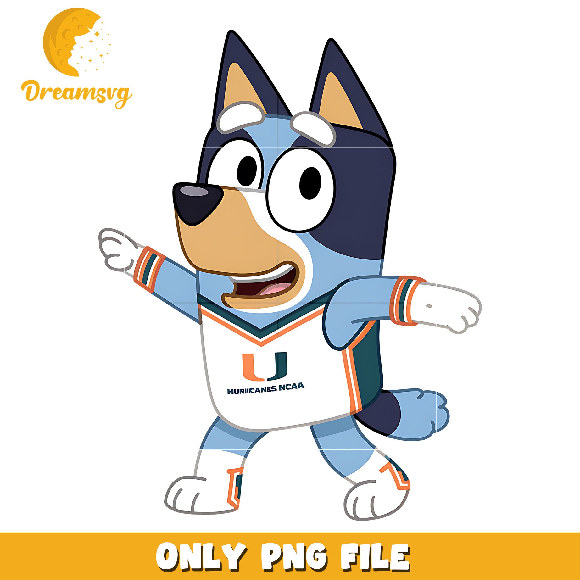 Bluey t-shirt logo ncaa png, Miami Hurricanes png, ncaa png