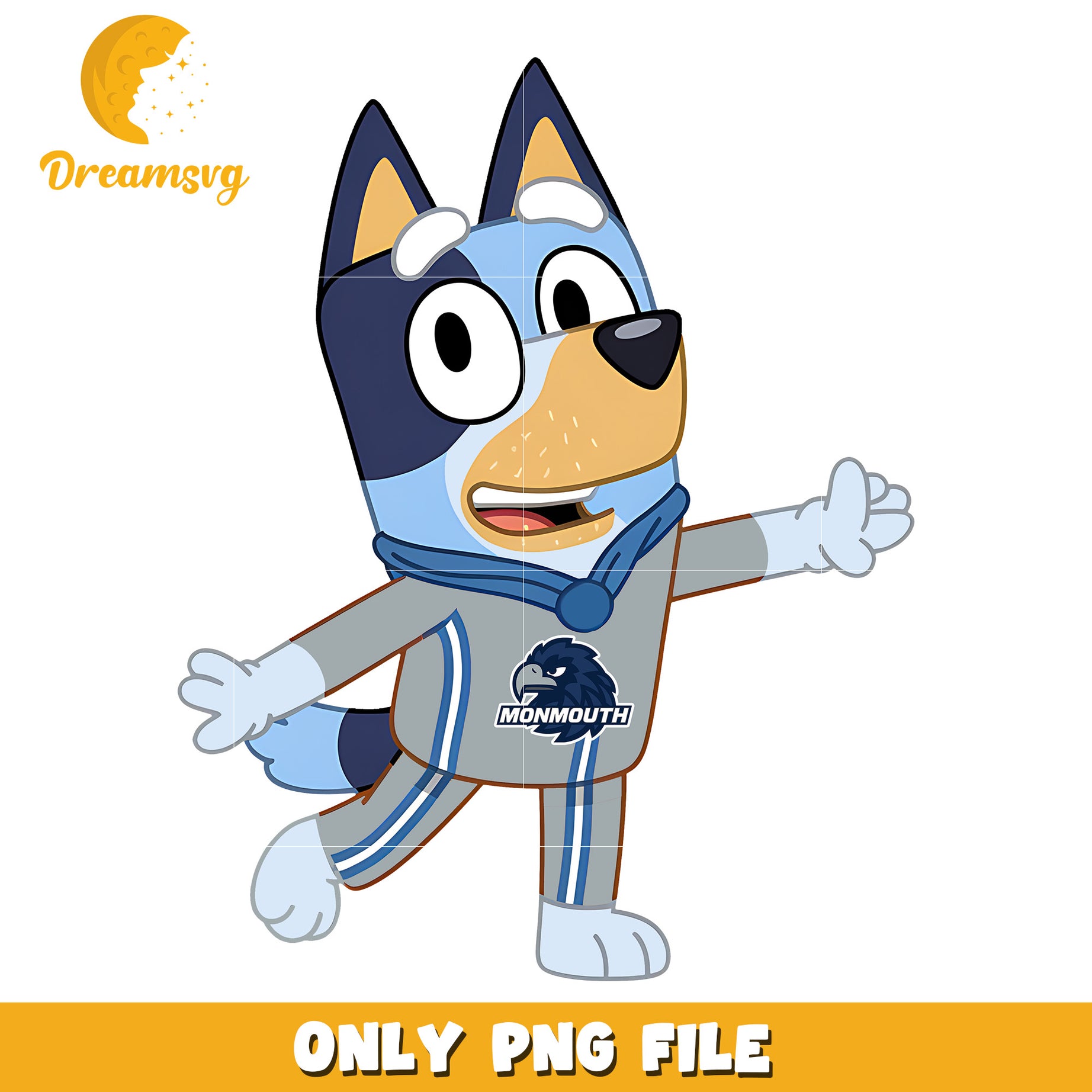 Bluey t-shirt logo ncaa png, Monmouth Hawks png, ncaa png (2)