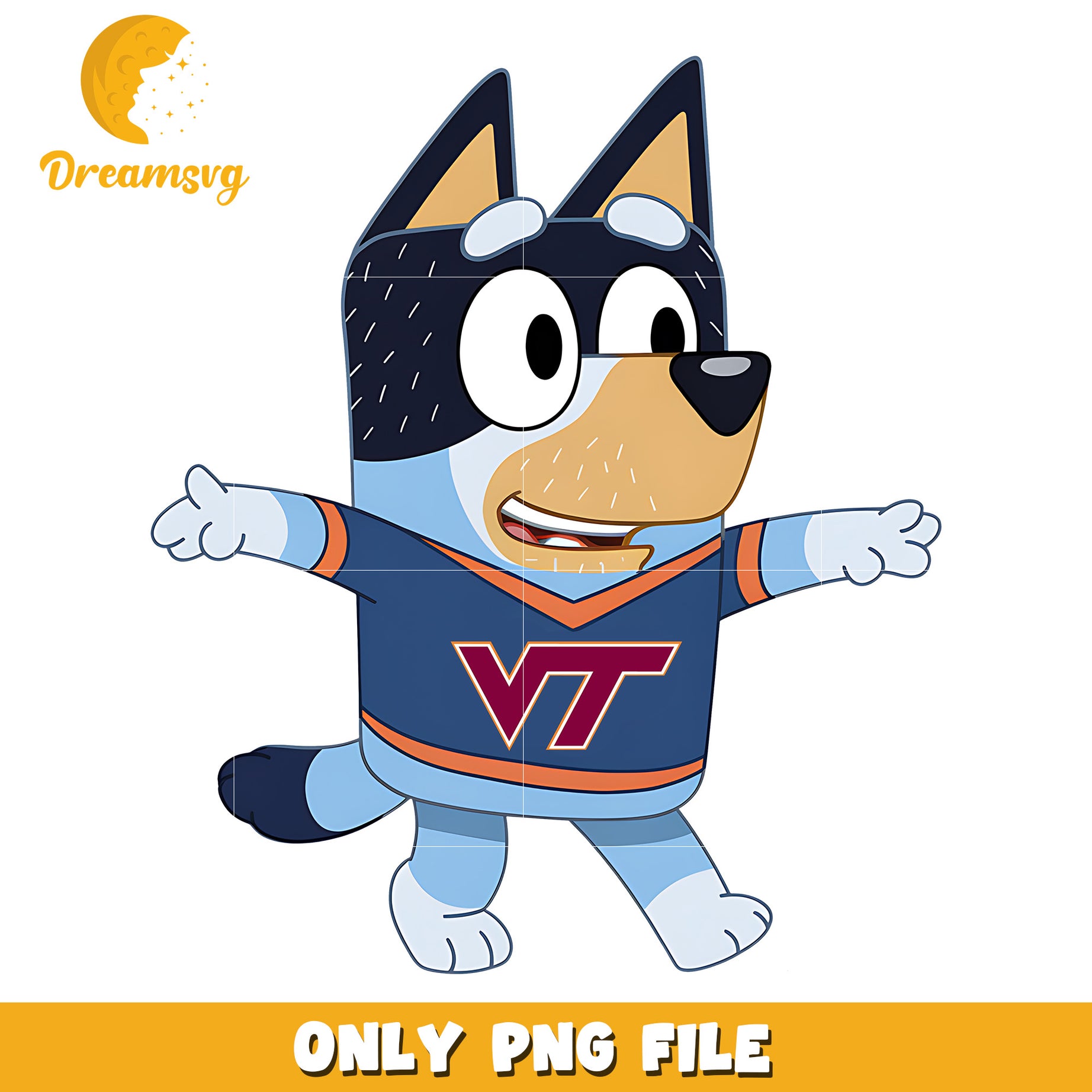 Bluey t-shirt logo ncaa png, Virginia Tech Hokies png, ncaa png
