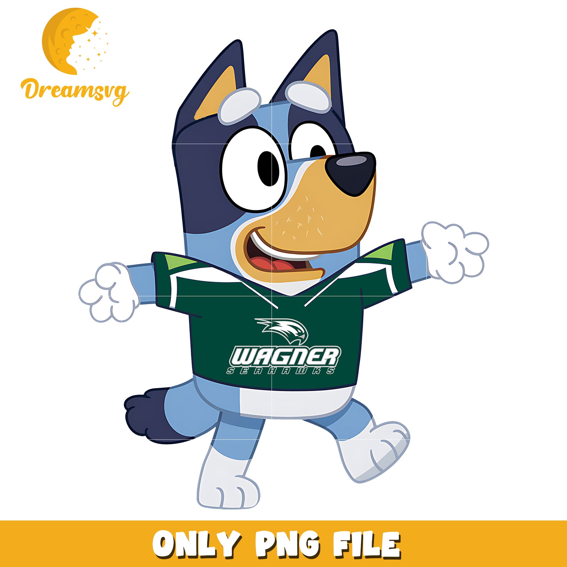 Bluey t-shirt logo ncaa png, Wagner Seahawks png, ncaa png