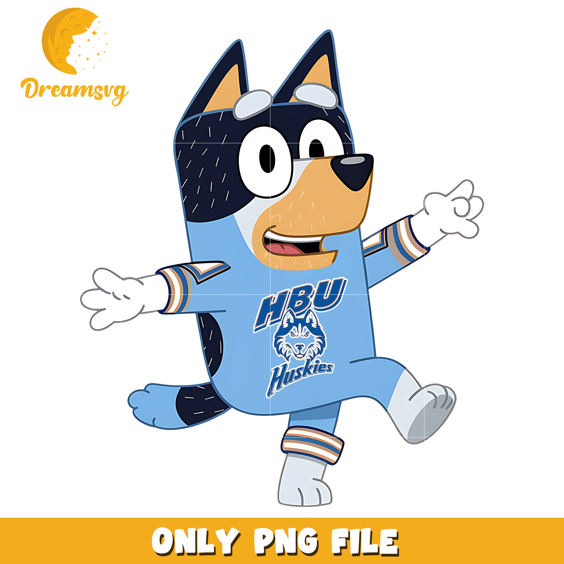 Bluey t-shirt logo png, Houston Baptist Huskies png, ncaa png