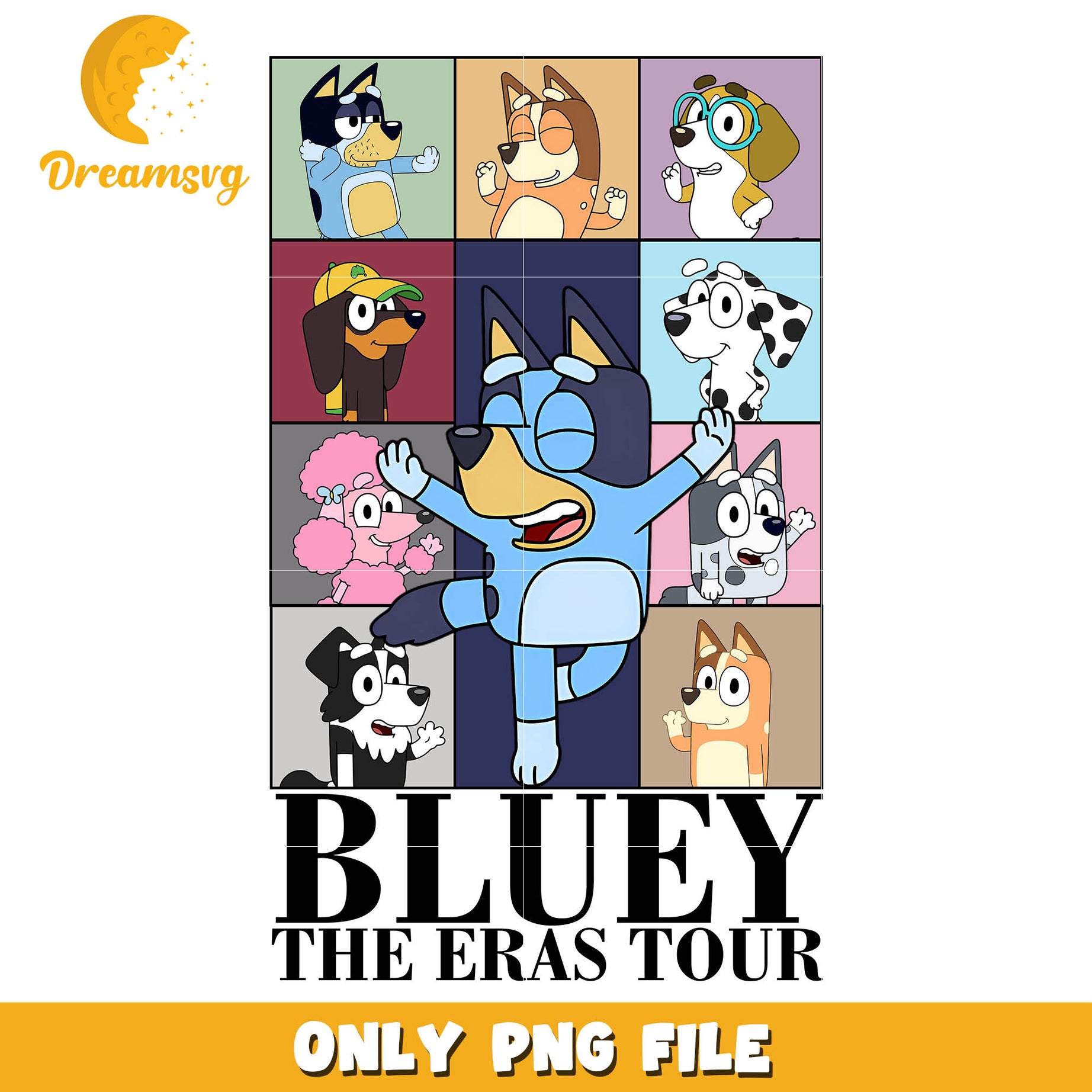 Bluey the eras tour disney png, bluey disney plus​ png