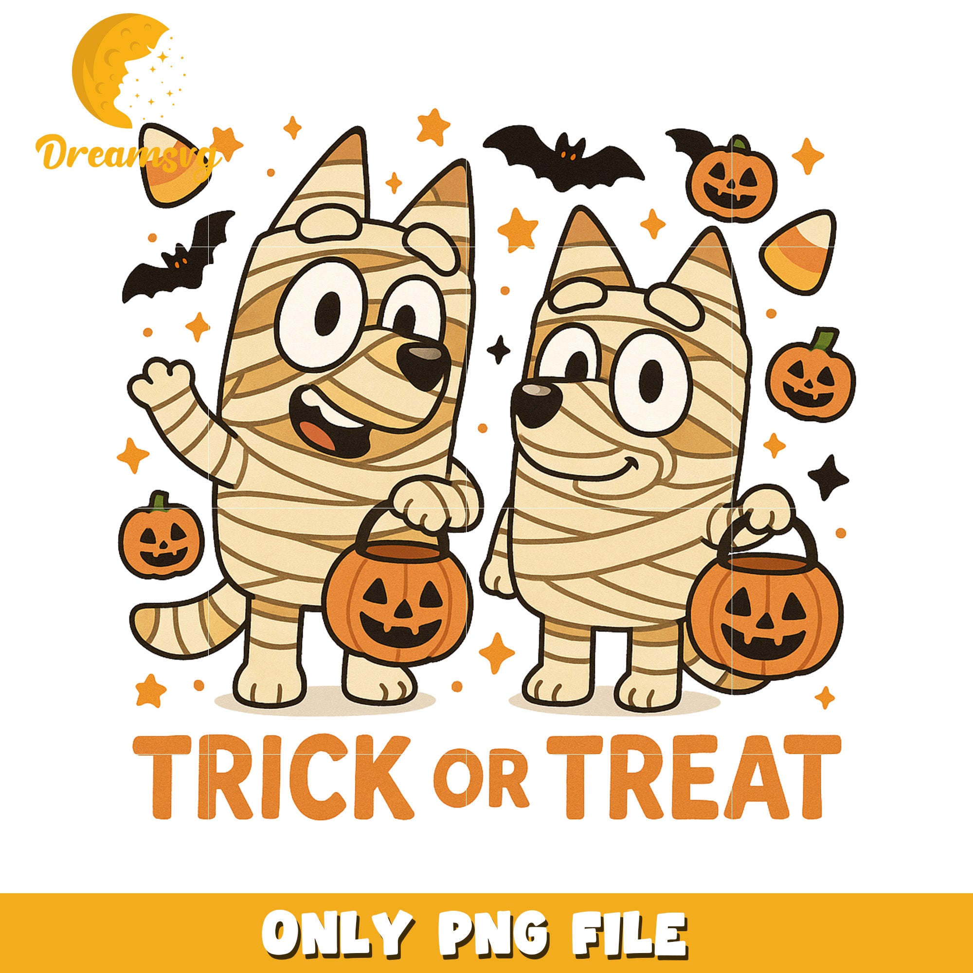 Bluey trick or treat png, spirit halloween png, trick or treat png