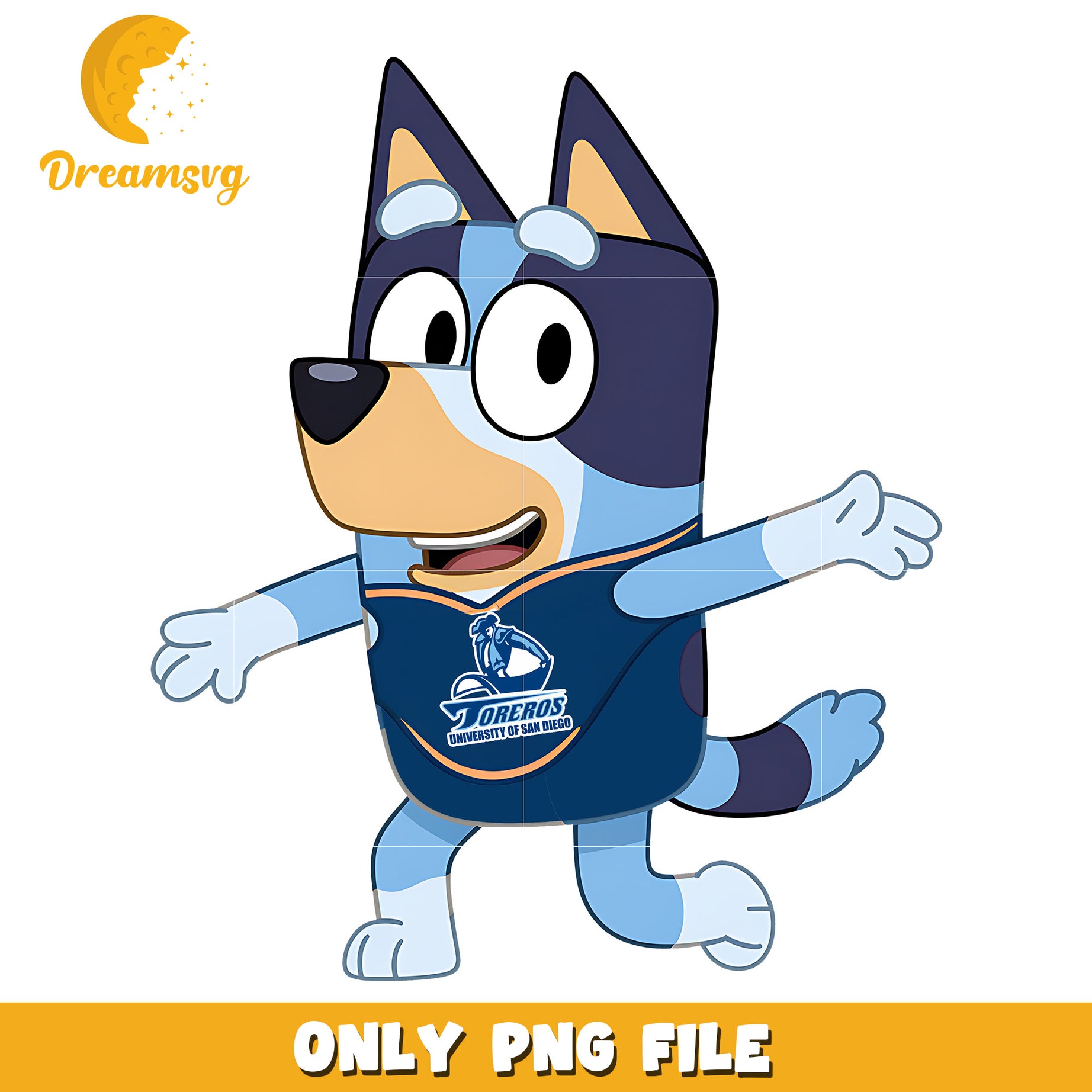 Bluey wear ncaa uniform png, San Diego Toreros png, ncaa png