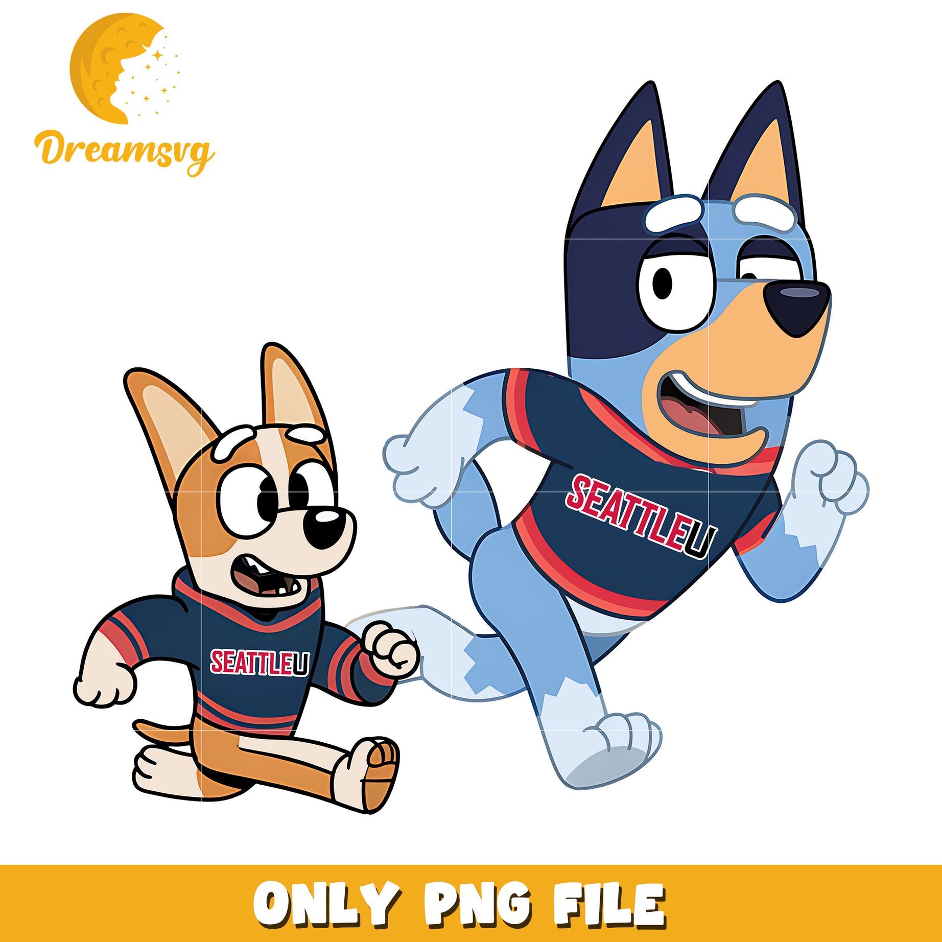 Bluey x Bingo characters Redhawks fan png, Seattle Redhawks png