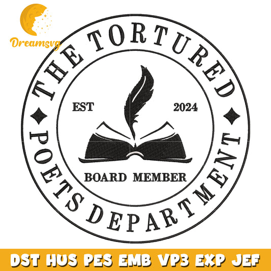 The Tortured Poets Department logo embroidery design