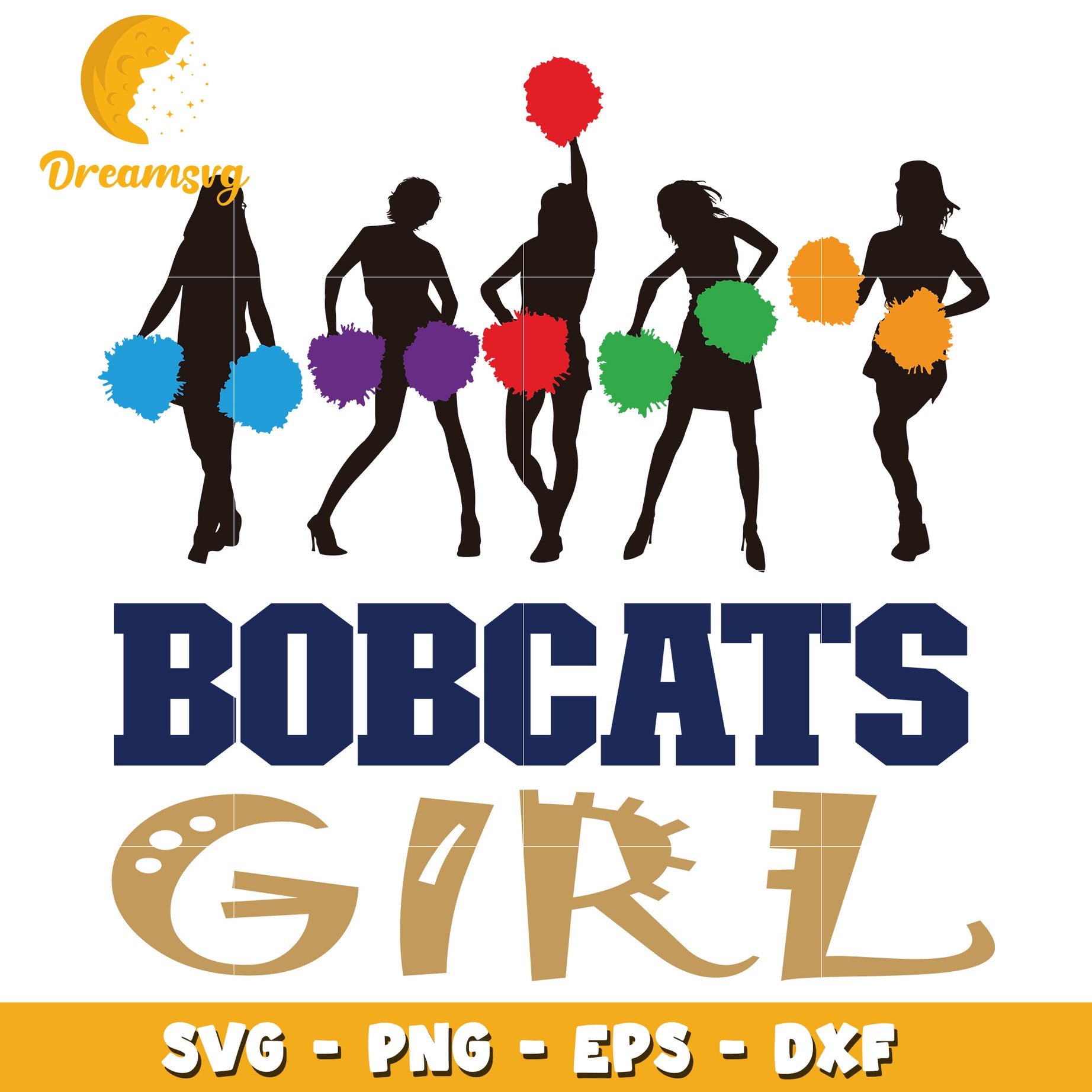 Bobcats Girl Cheerleaders SVG PNG EPS DXF