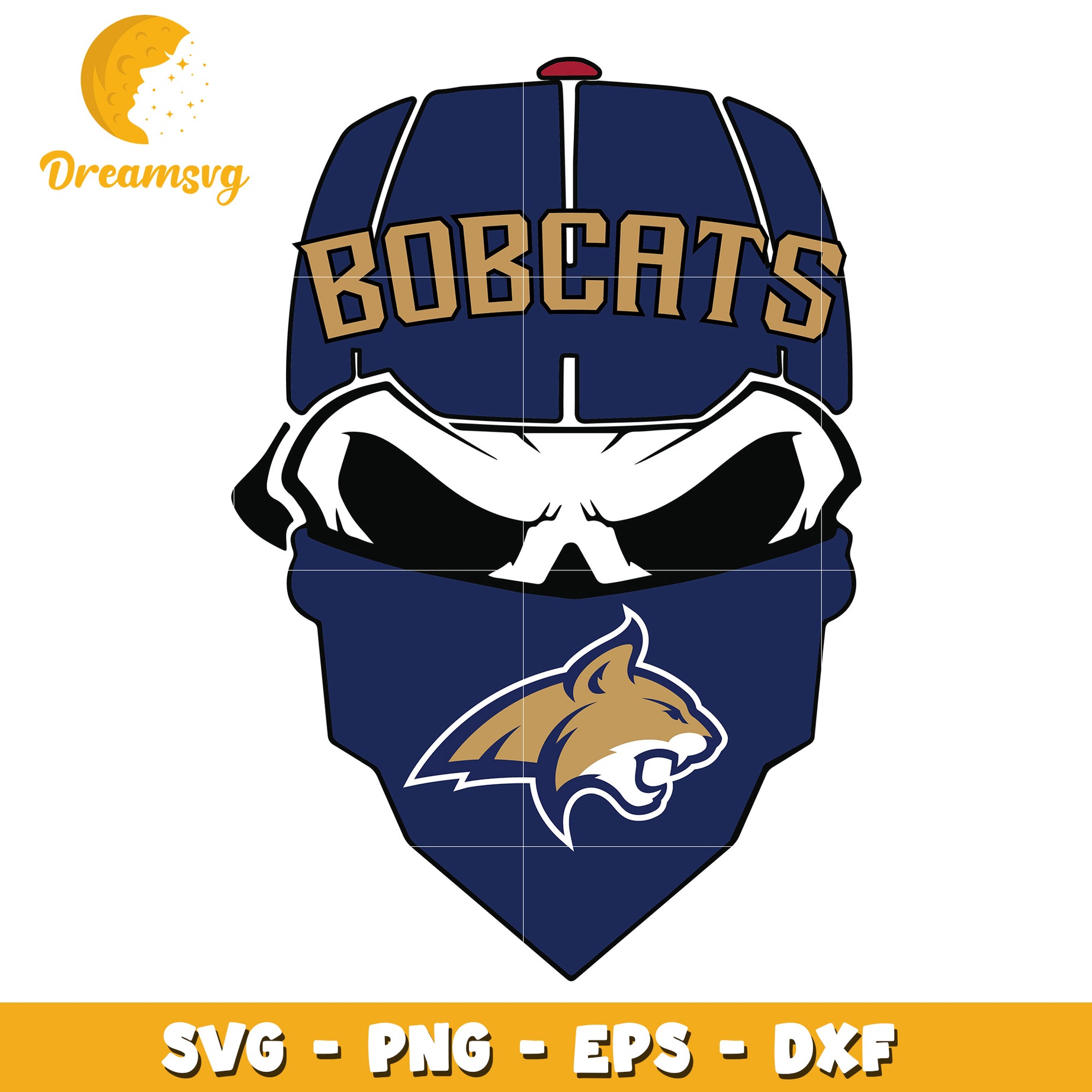 Bobcats Skull SVG PNG EPS DXF