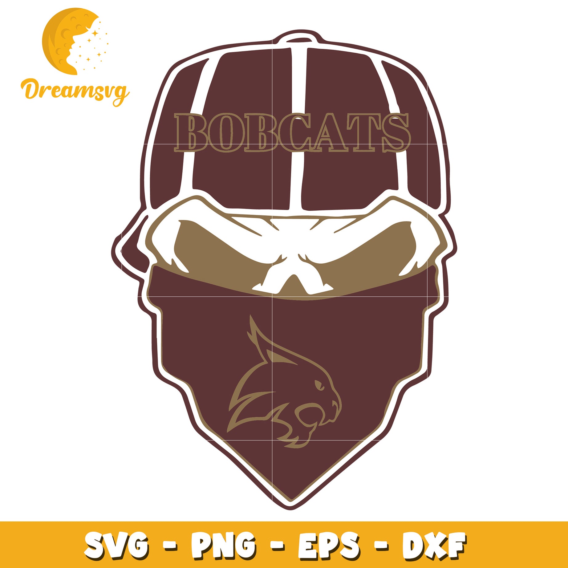 Bobcats Skull SVG PNG EPS DXF Cut File
