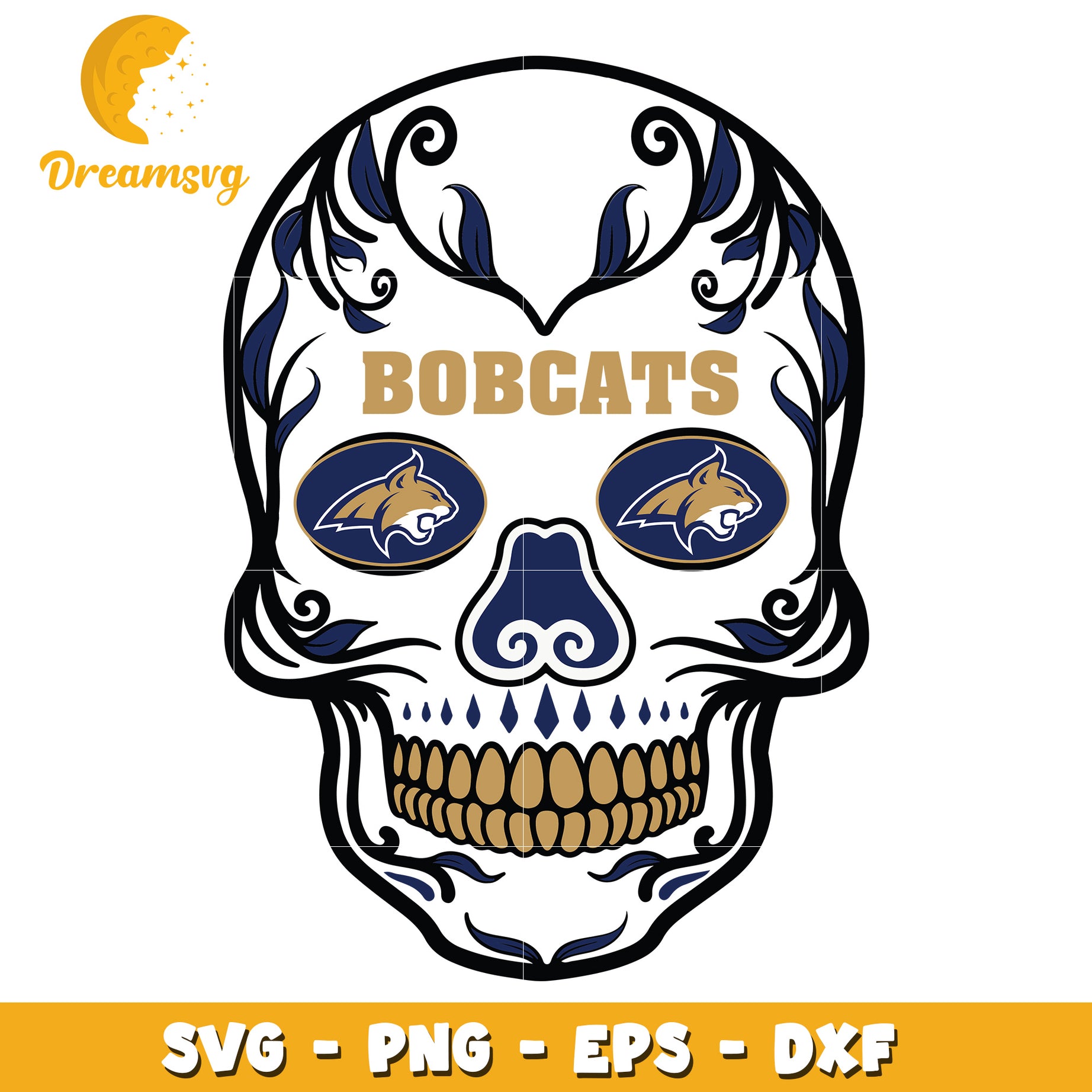 Bobcats Sugar Skull SVG PNG EPS DXF