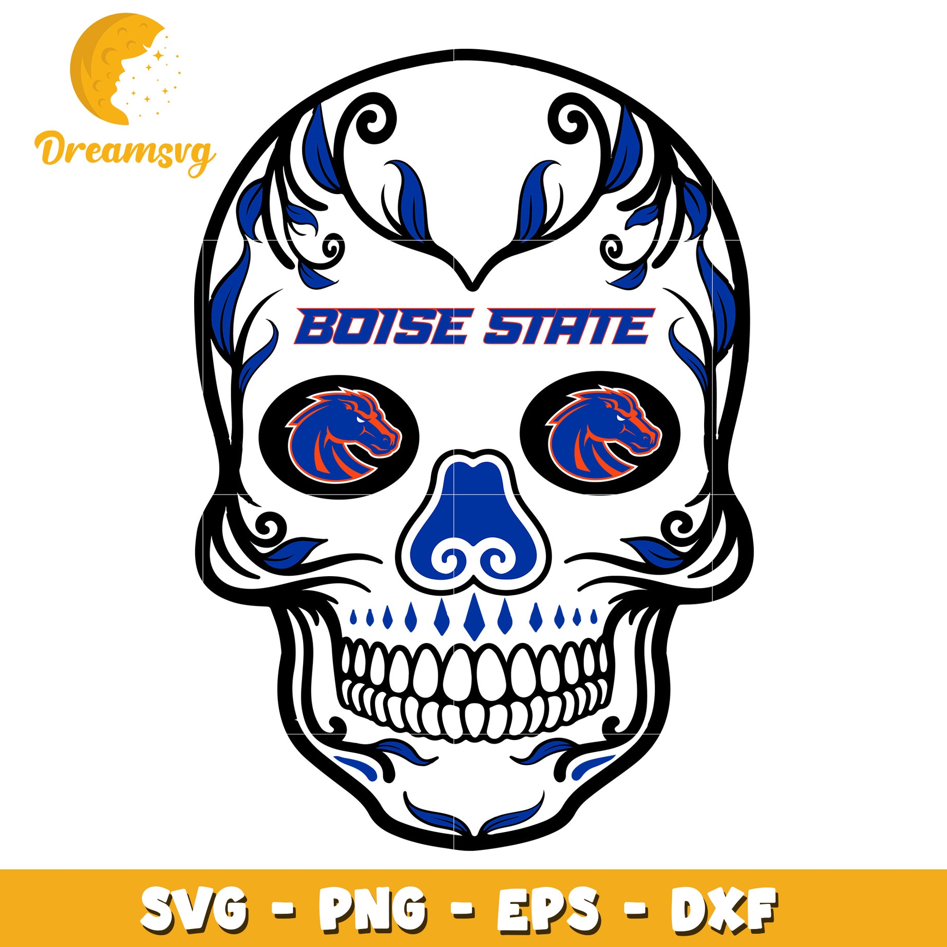 Boise State Sugar Skull SVG PNG EPS DXF