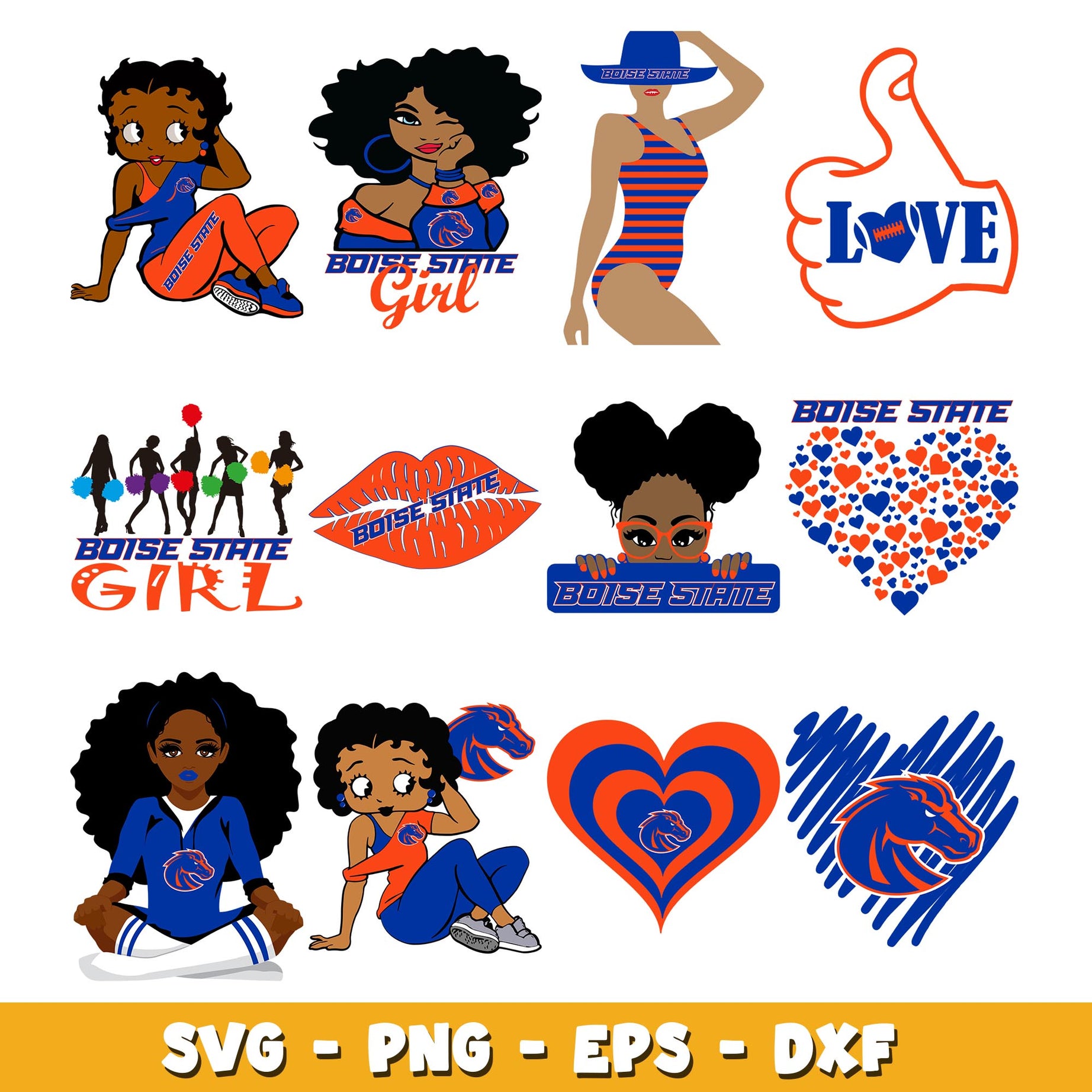 Love girl Boise State Bundle svg, Boise State logo svg, ncaa svg 