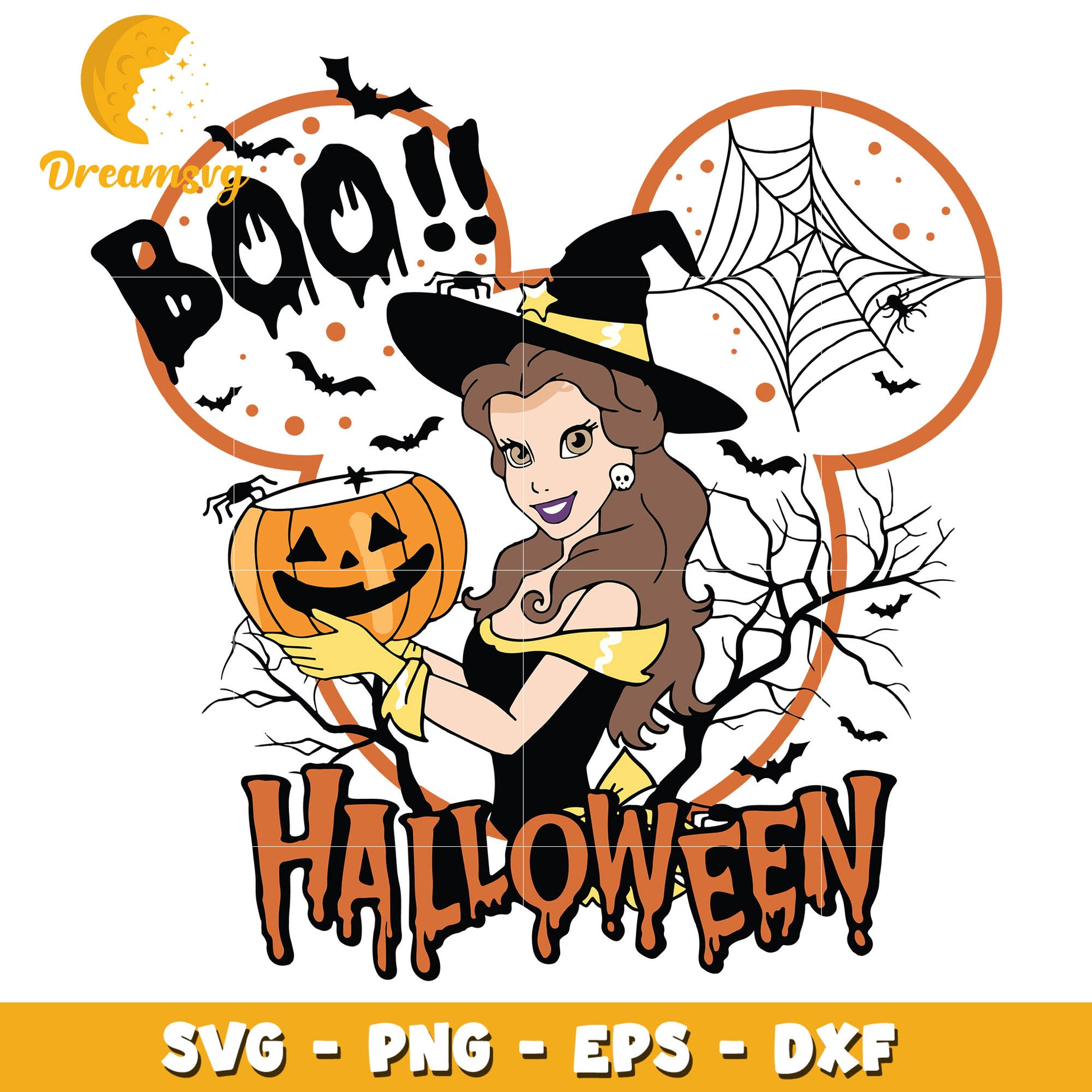 Belle princess Boo svg, halloween svg