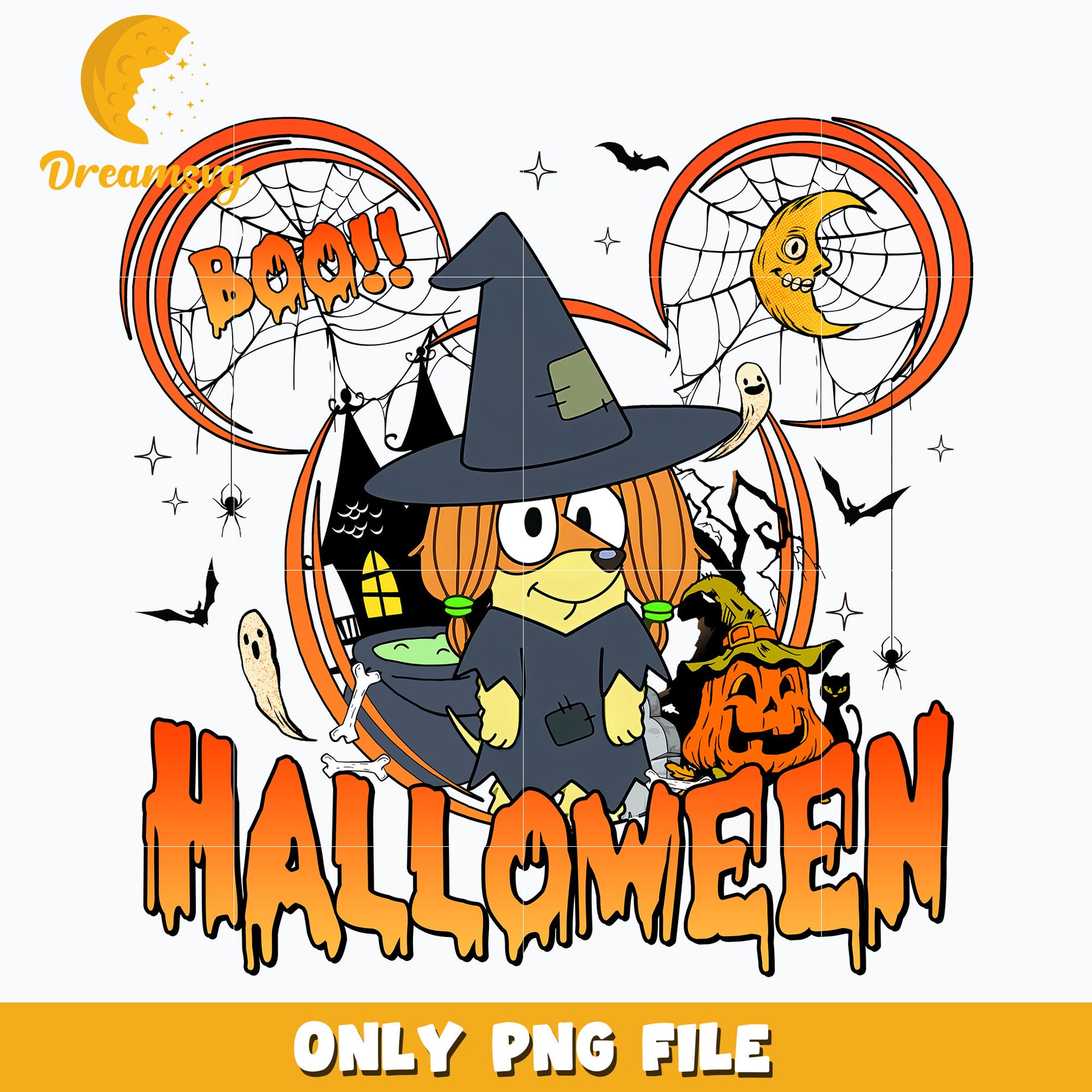 Boo! bluey halloween png