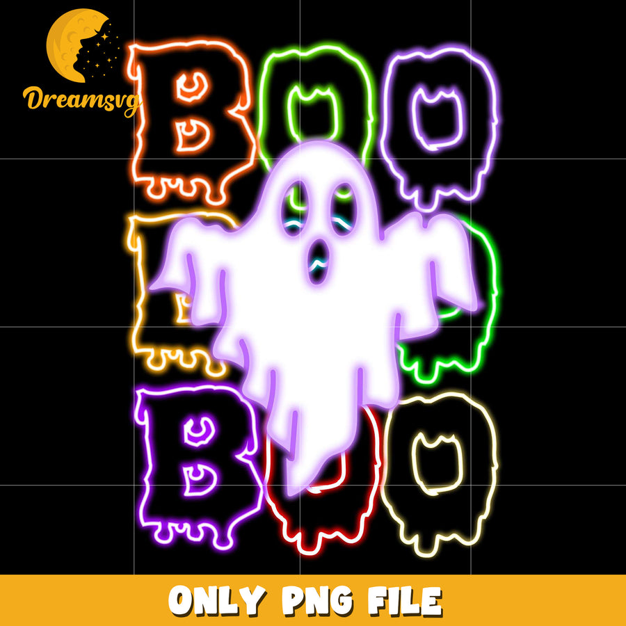 Boo boo boo neon png, spooky season​ png, halloween pumpkin png