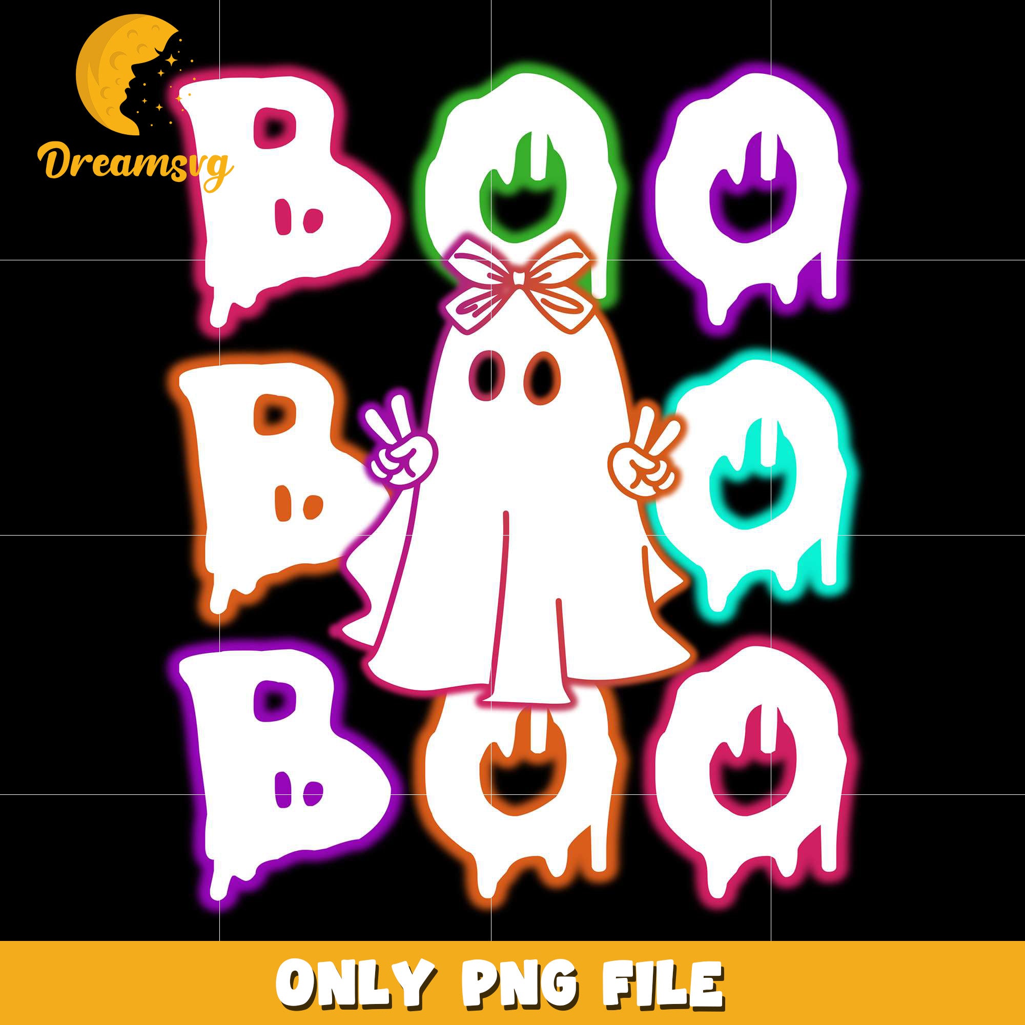 Boo boo halloween neon png, spooky season​ png, halloween pumpkin png