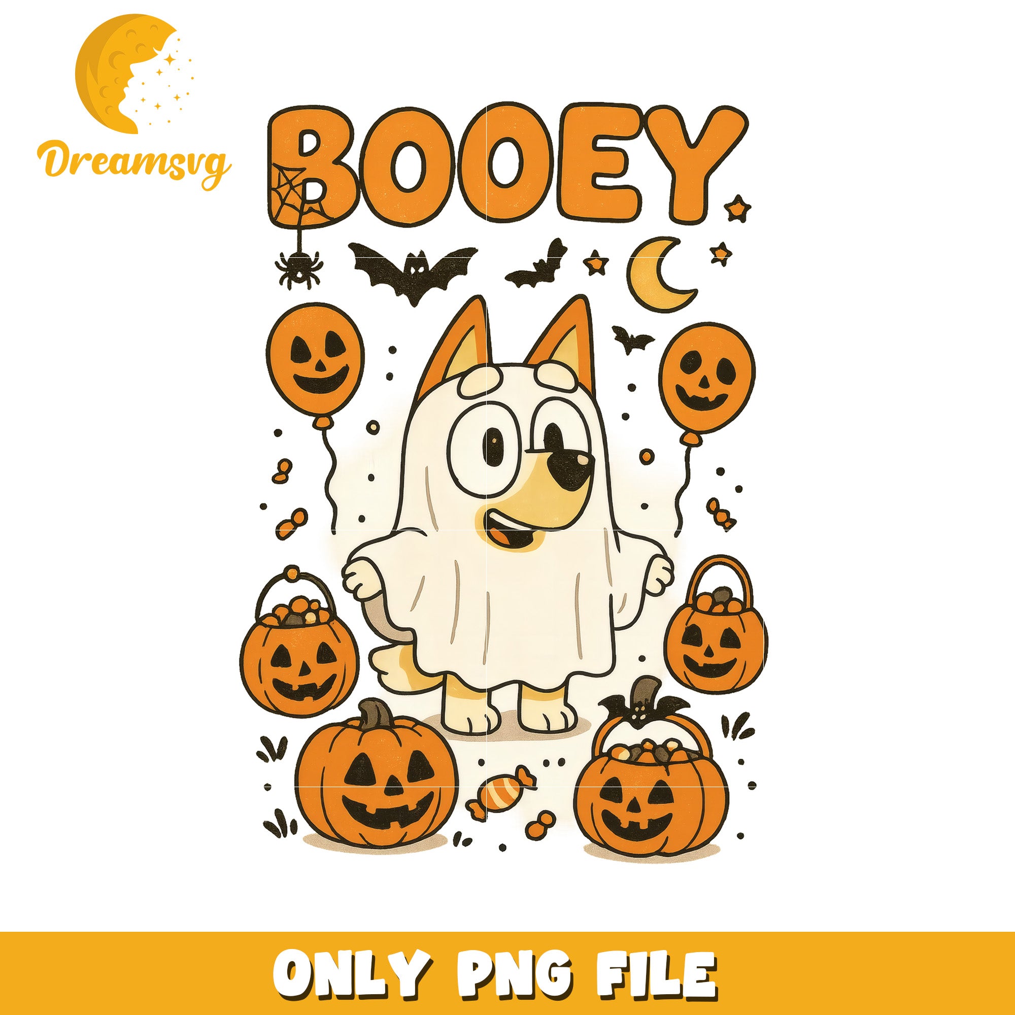 Booey halloween pumpkin png, spooky bluey png, halloween costumes png