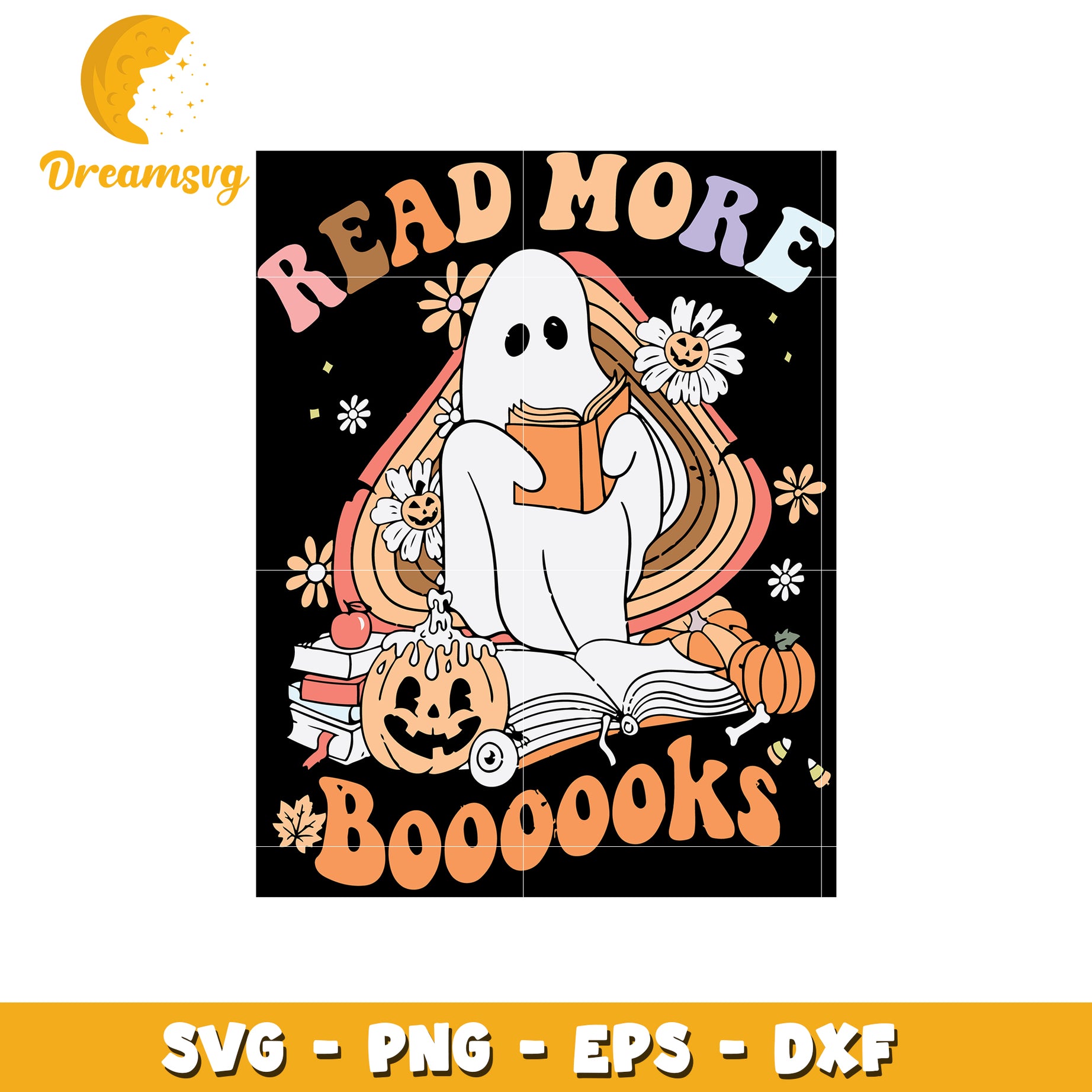 Boo ghost reading booooks embroidery svg, reading book svg