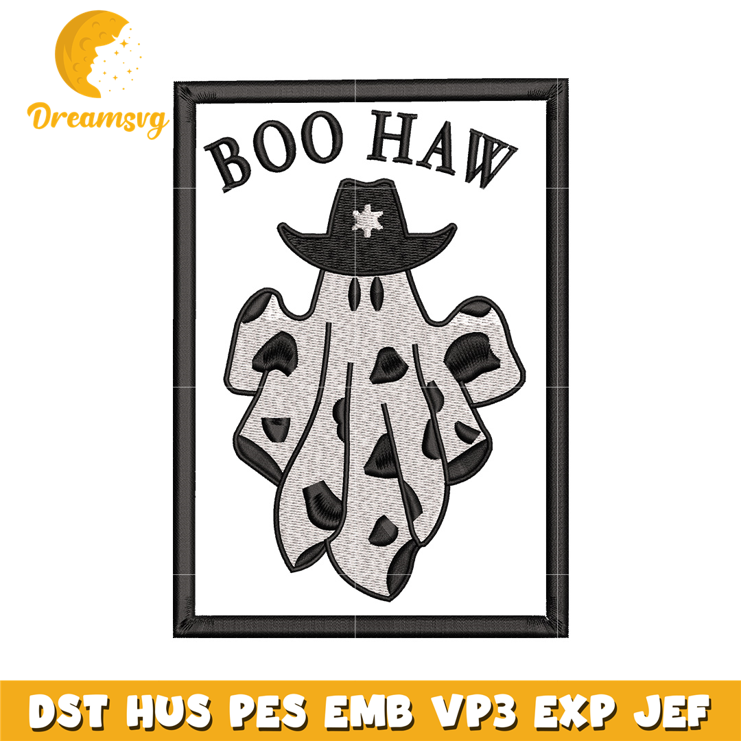 Boo haw embroidery design