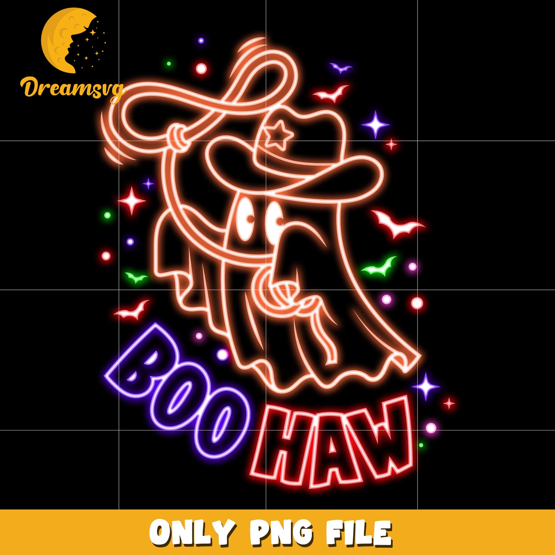 Boohaw neon png, spooky autumn​ png, trick or treat png
