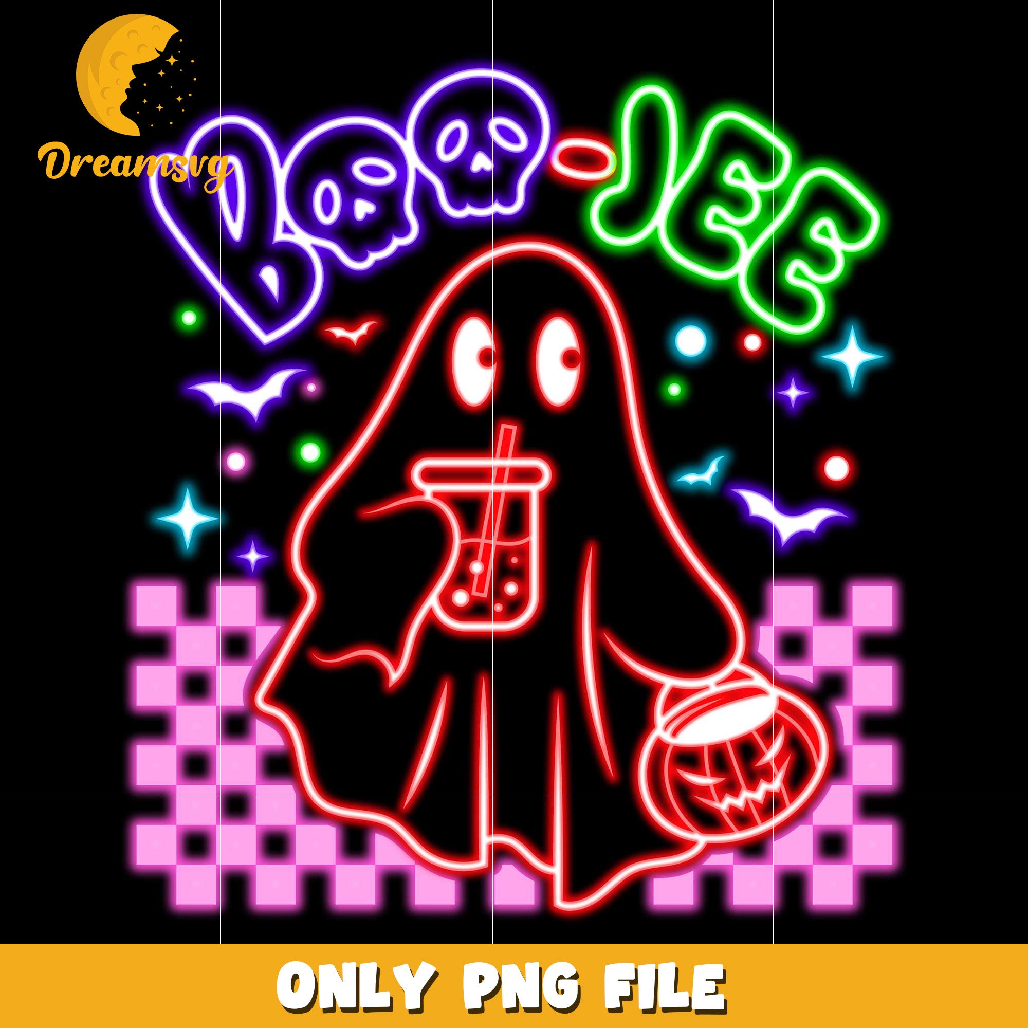 Boo jee ghoul neon png, spooky autumn​ png, trick or treat png