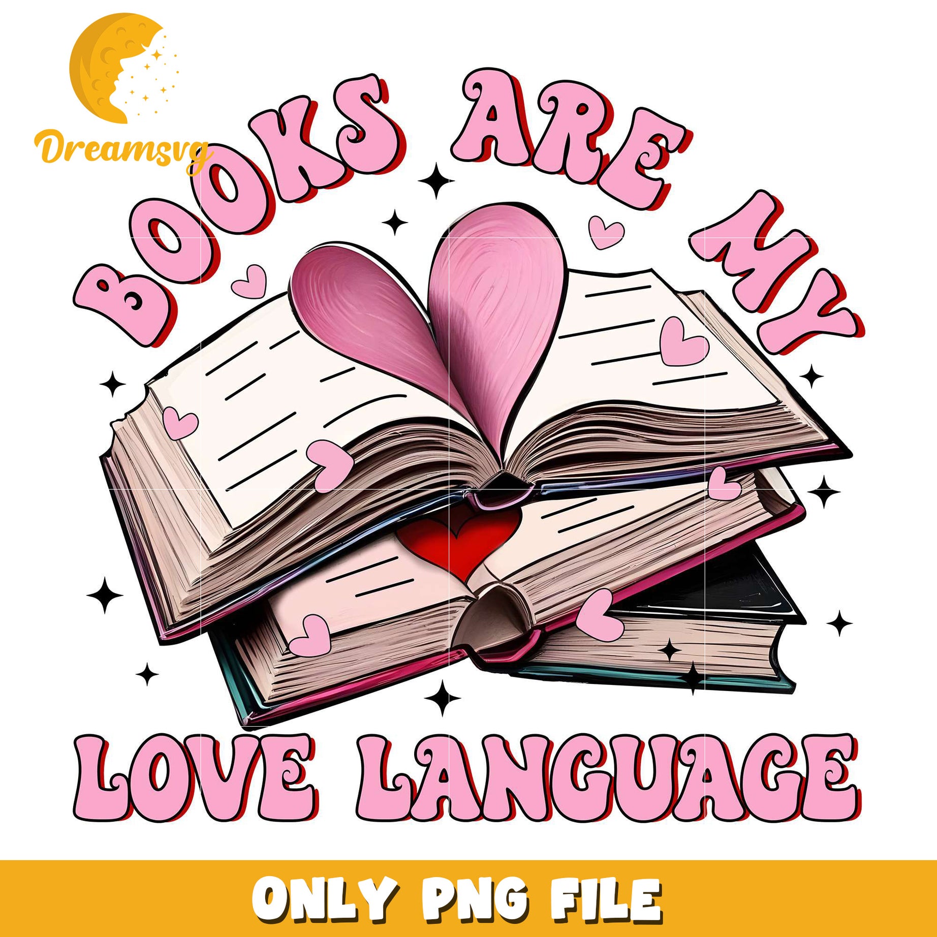Books are my love language png, love book png, valentine png