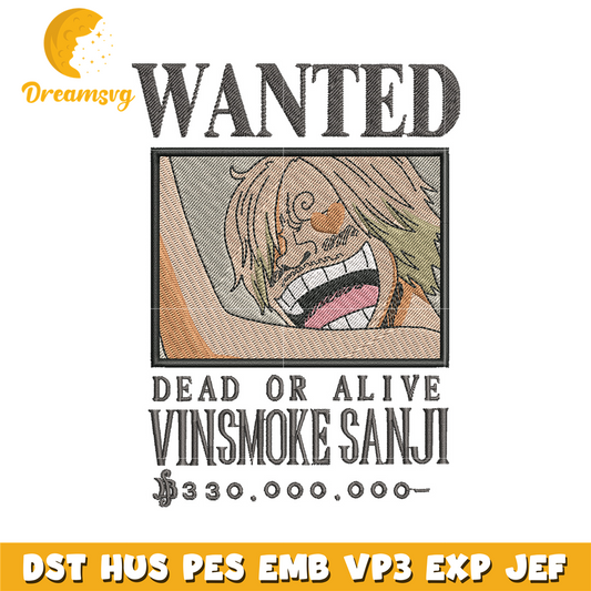 Bounty sanji embroidery design