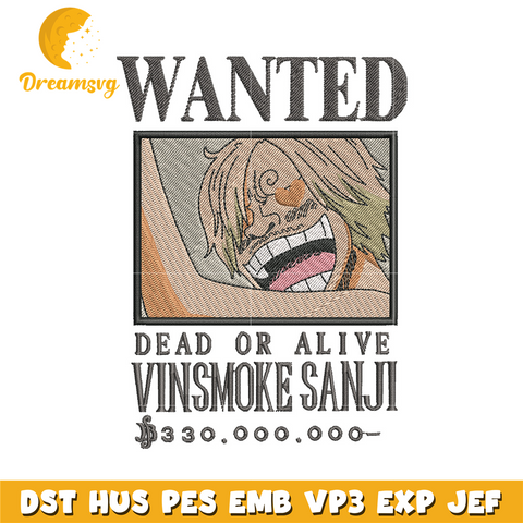 Bounty sanji embroidery design