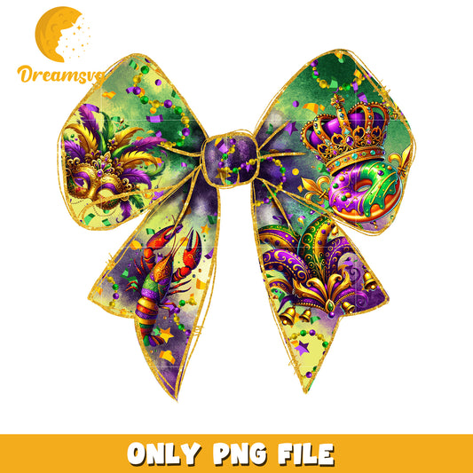 Bow coquette mardi gras pattern design png, bow coquette png