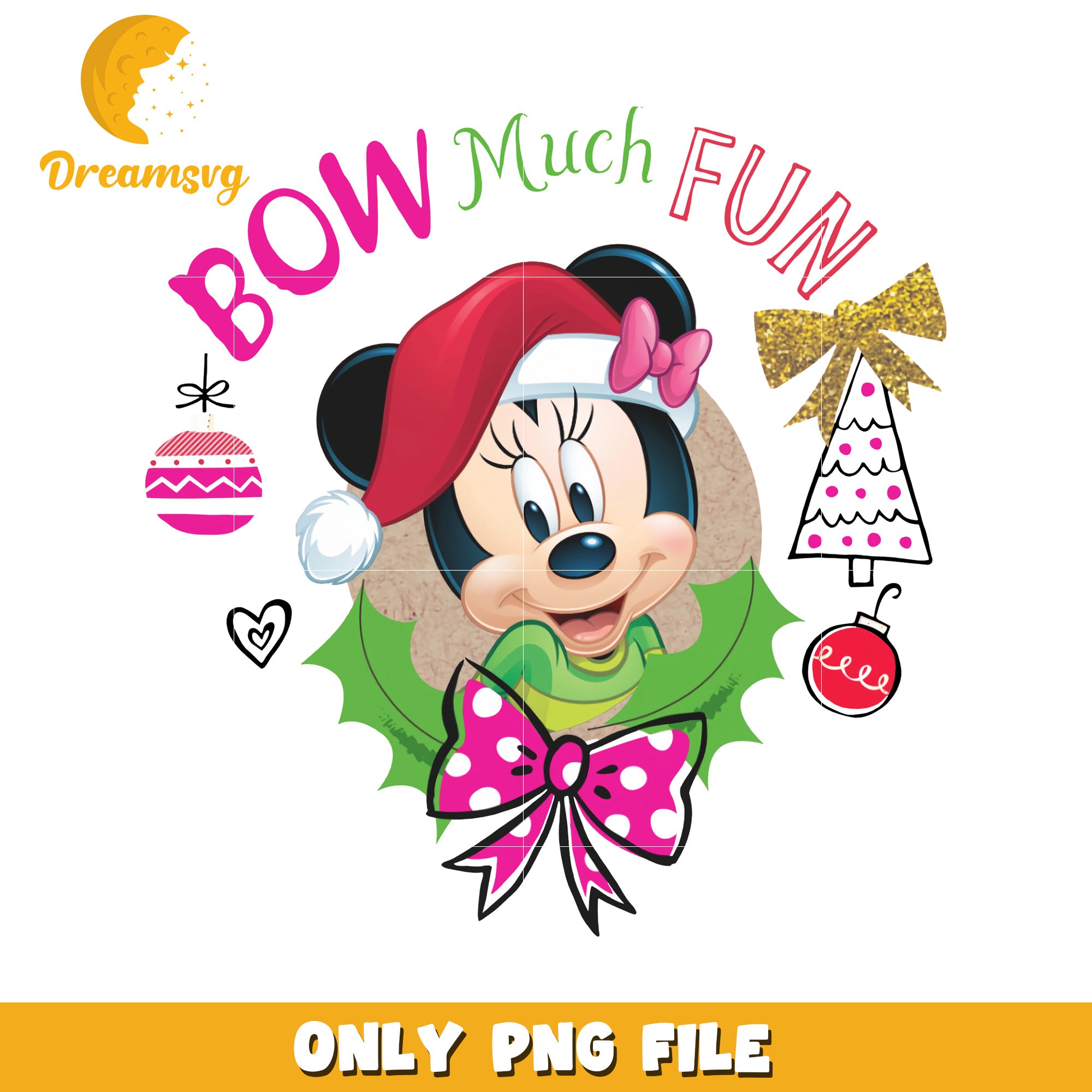 Bow much fun png, disney cozy png, holiday glow png