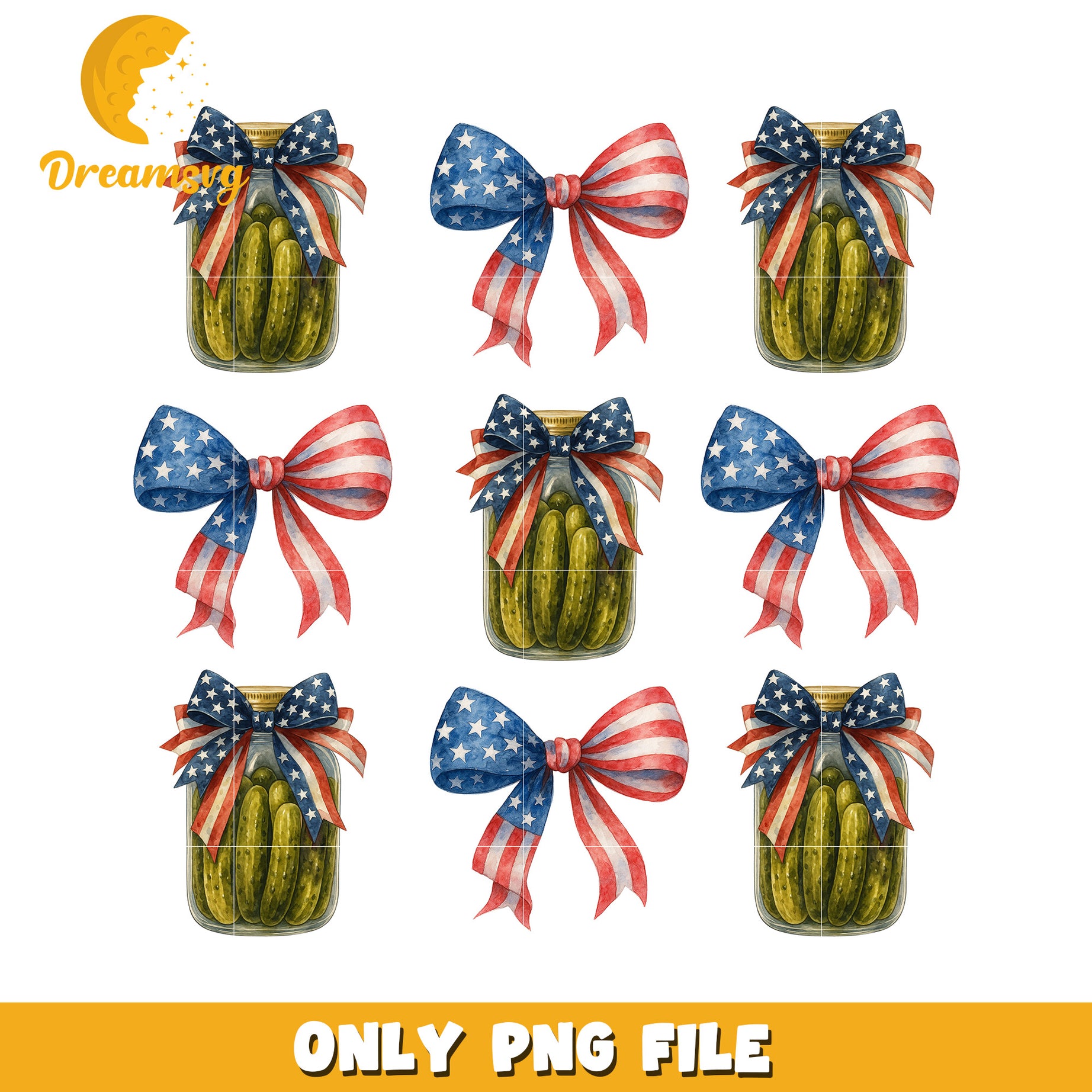 Bow pickle 4th of july png, patriotic pickle png, 4th of july pickle png