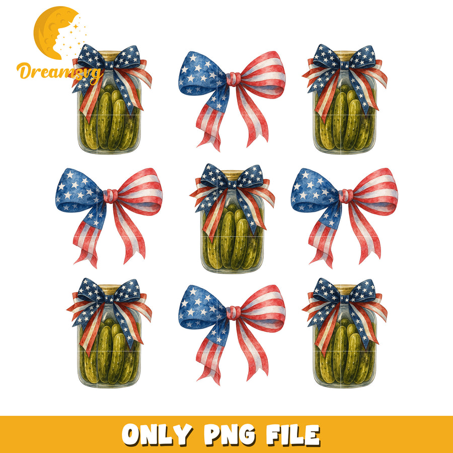 Bow pickle 4th of july png, patriotic pickle png, 4th of july pickle png
