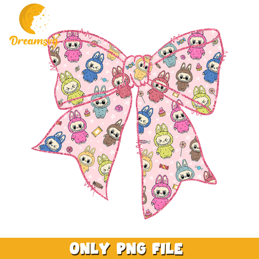 Bowtie design labubu png, labubu candy png, labubu toys png