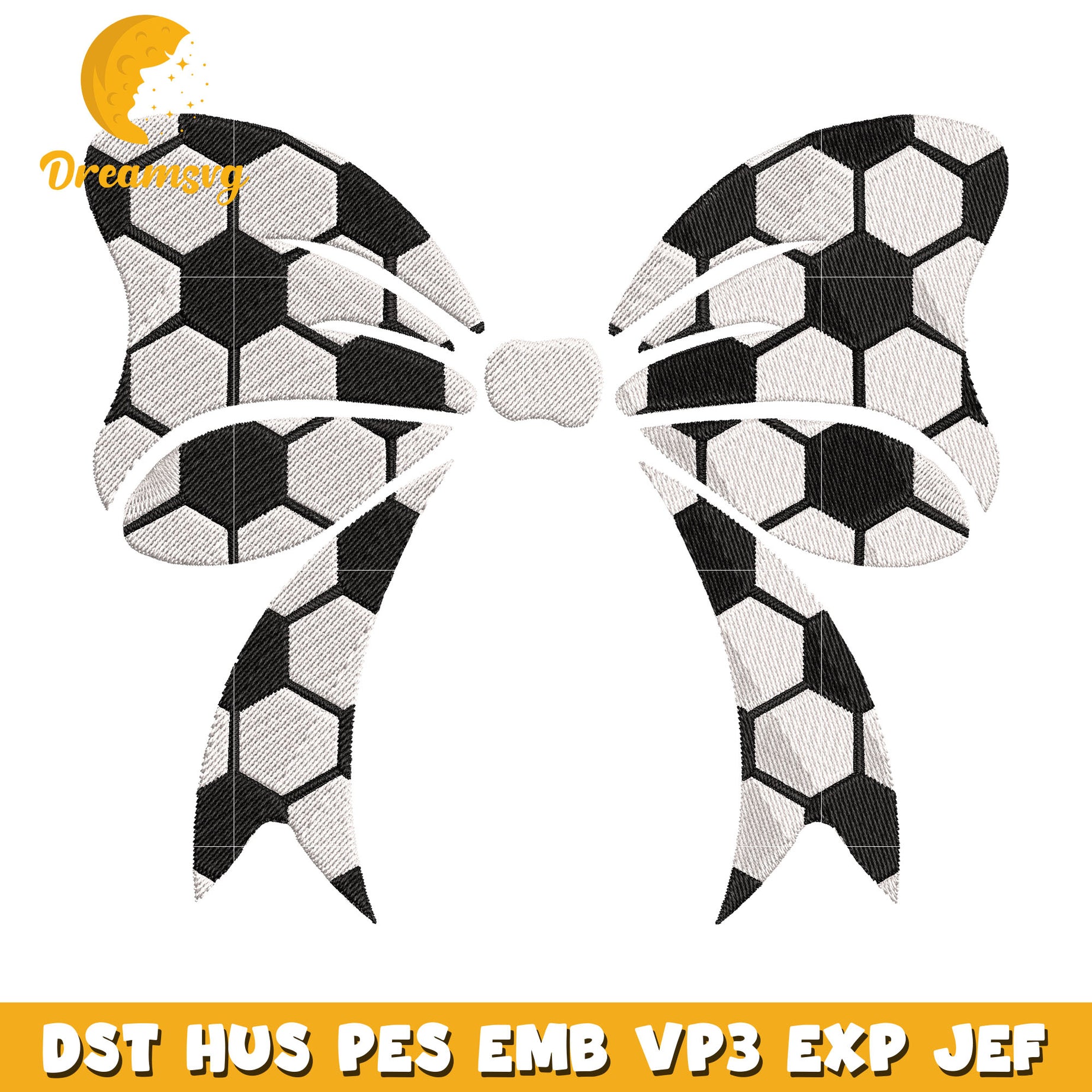 Soccer bow tie embroidery design