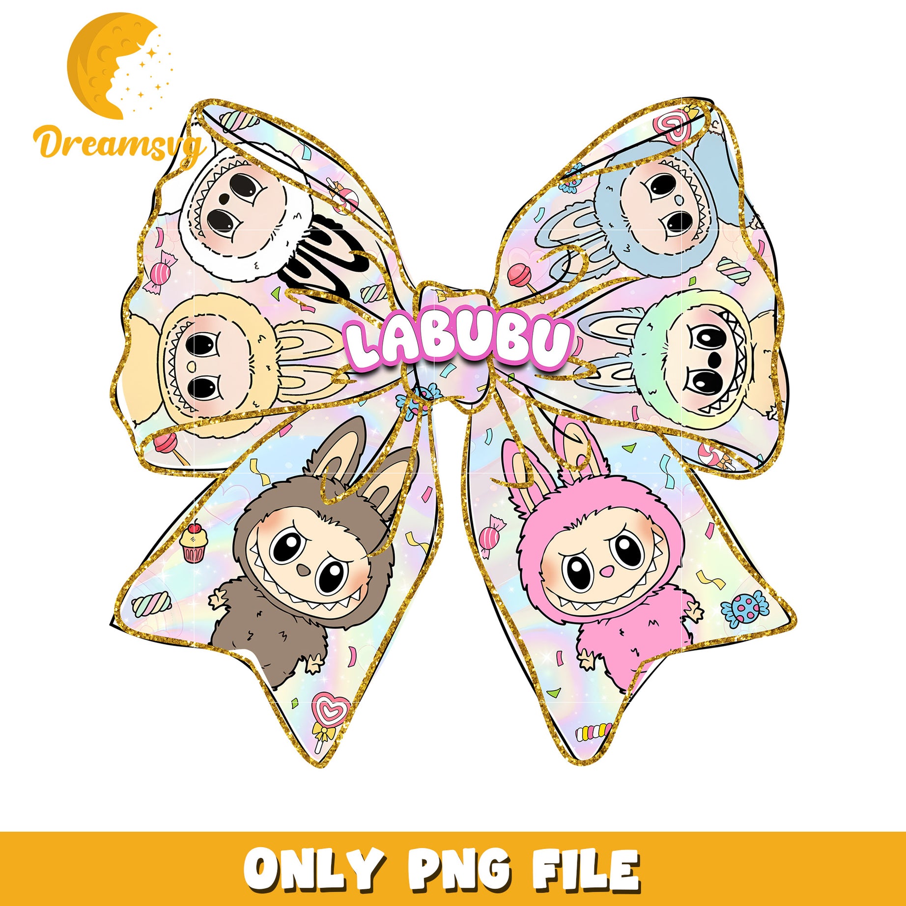 Bowtie labubu characters png, labubu candy png, labubu toys png