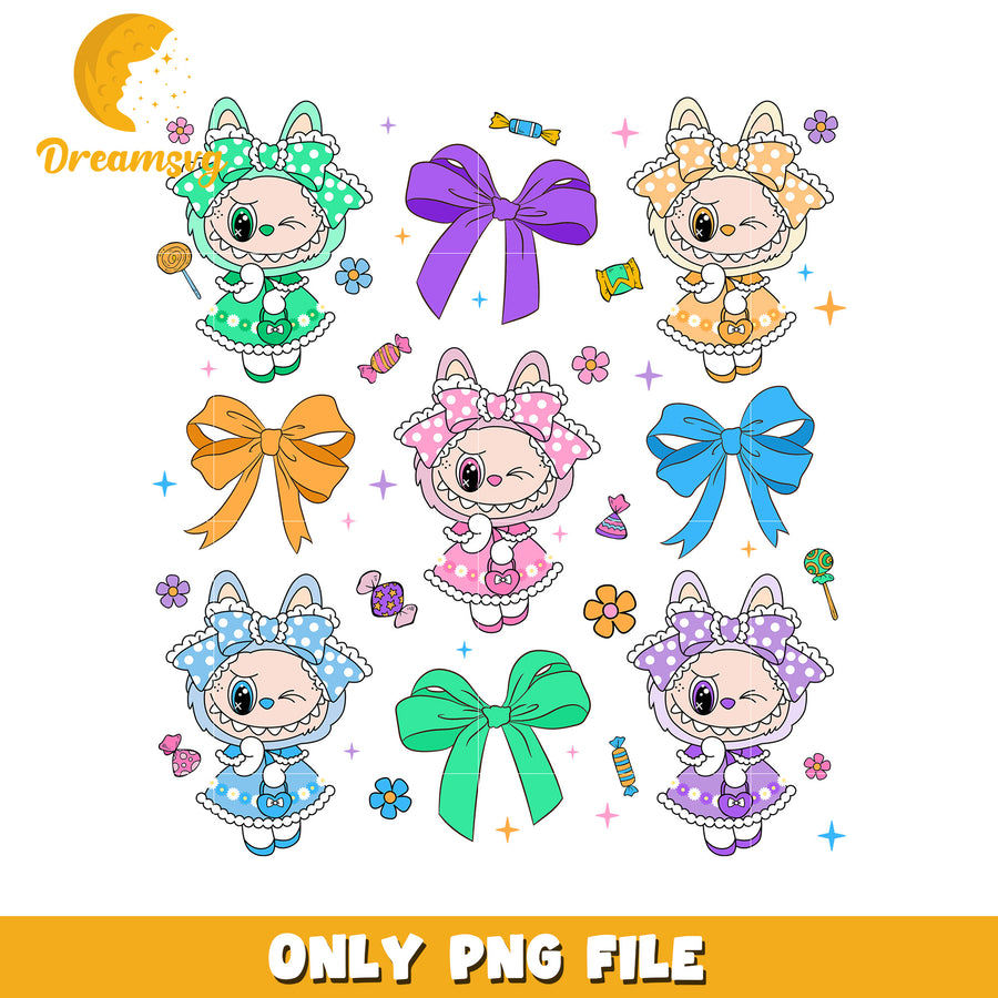 Bowtie labubu princess png, labubu candy png, labubu toys png