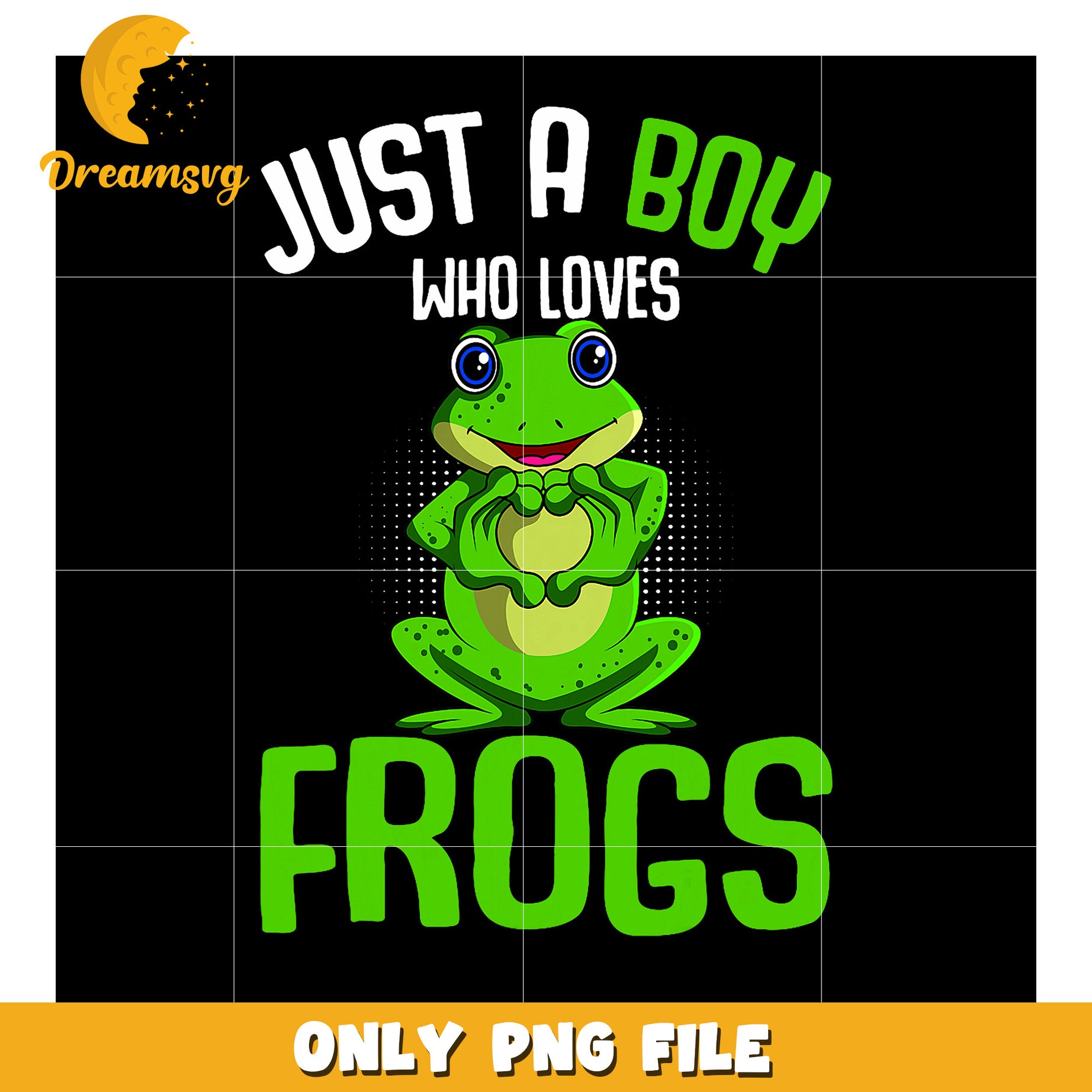 Boy Loves Frogs PNG Design