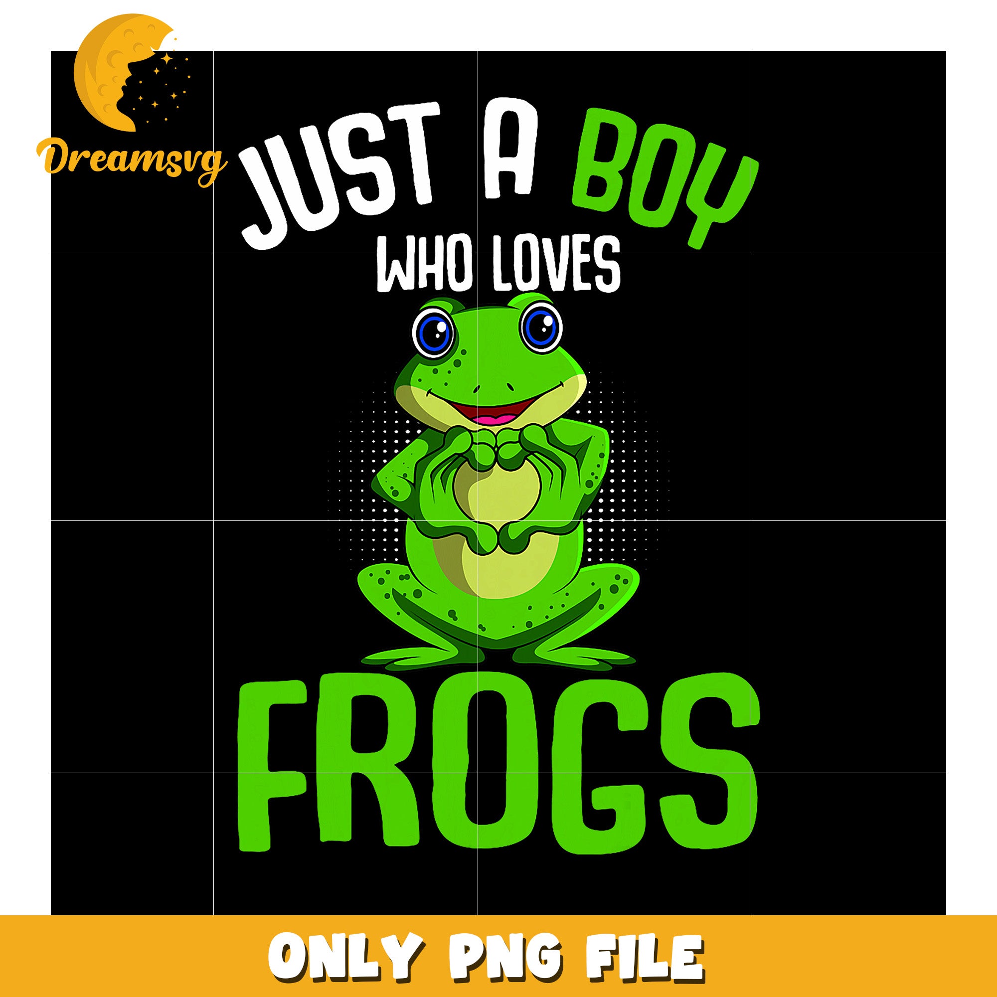 Boy Loves Frogs PNG Design