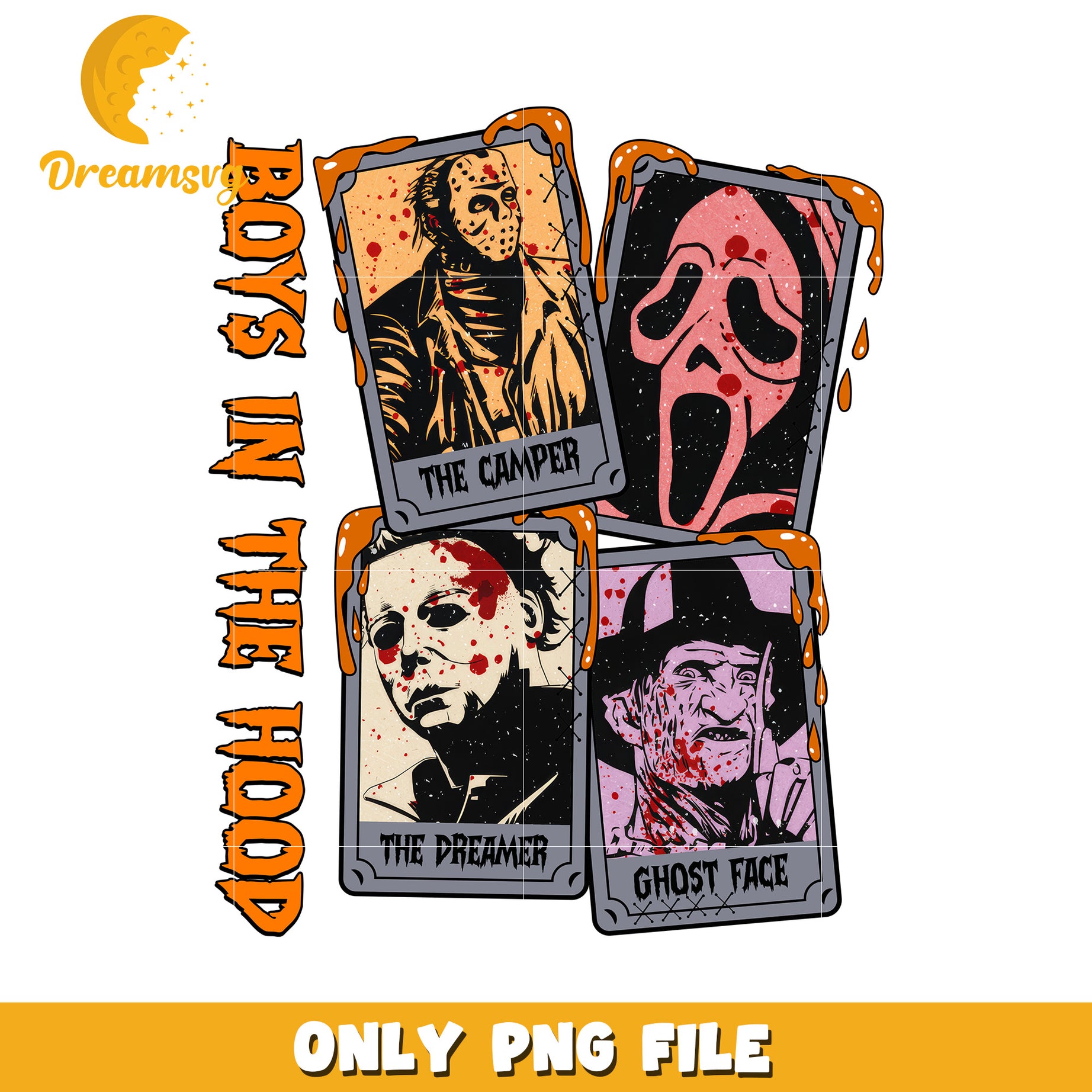 Boys in the hood design png, halloween wallpaper png, happy halloween png