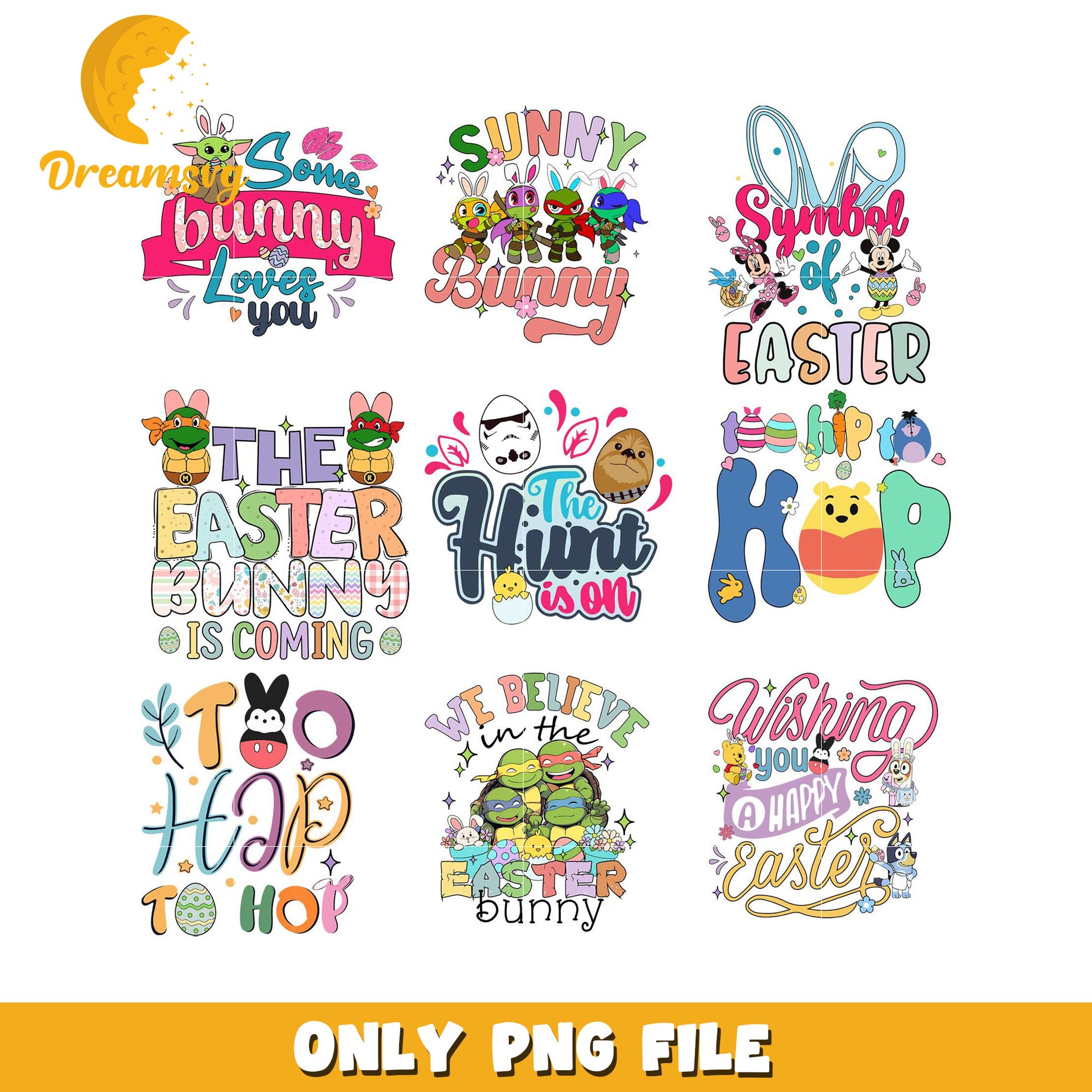 Bright and Fun Easter Bunny PNG Bundle for Celebrations