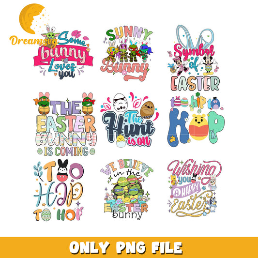 Bright and Fun Easter Bunny PNG Bundle for Celebrations
