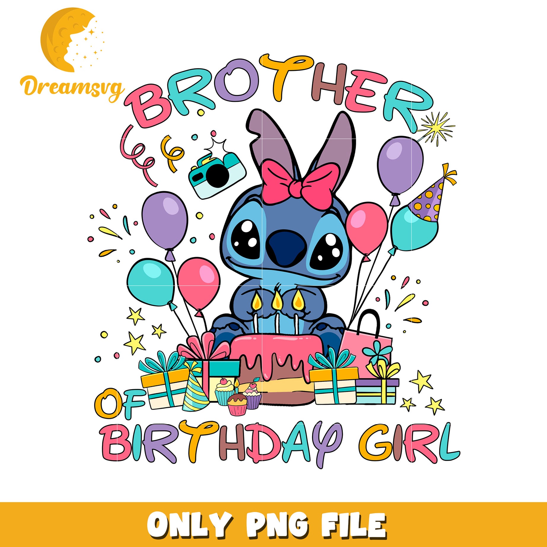Brother of Birthday Girl Cute PNG Design for Kids