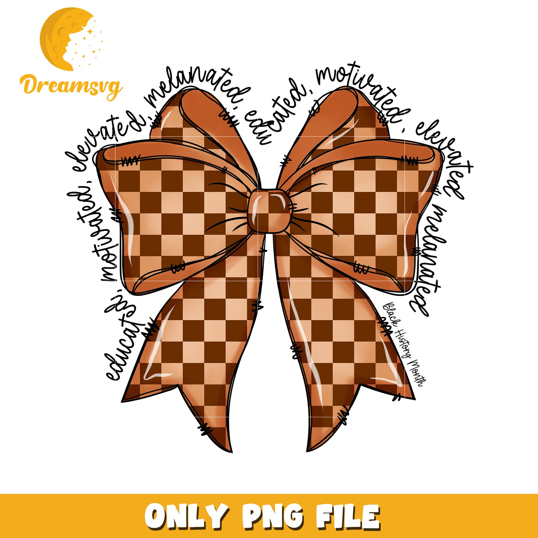 Brown Checkered Bow PNG, Black History Month