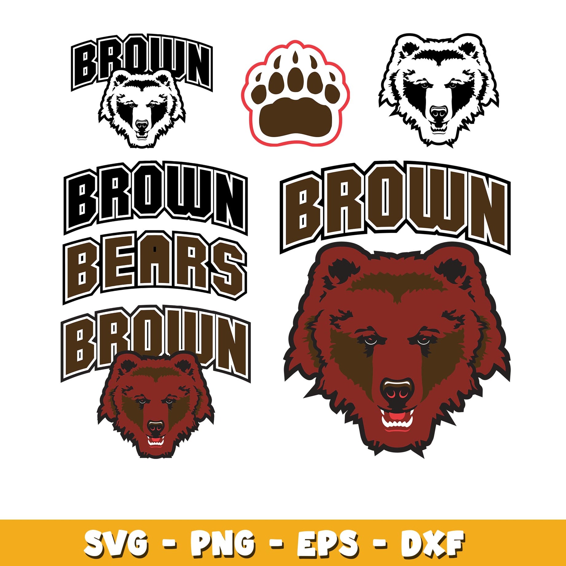 Bundle Brown Bears svg, Brown Bears logo svg, ncaa svg 