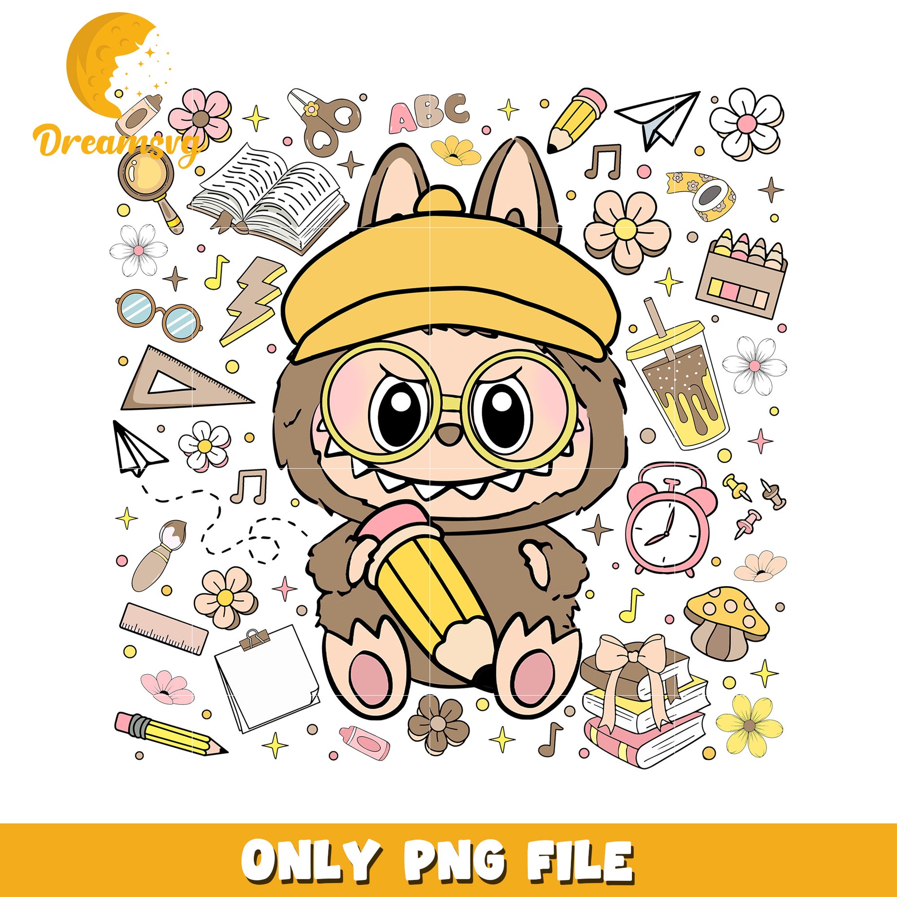 Brown cute labubu png, have a seat labubu​ png, labubu doll png