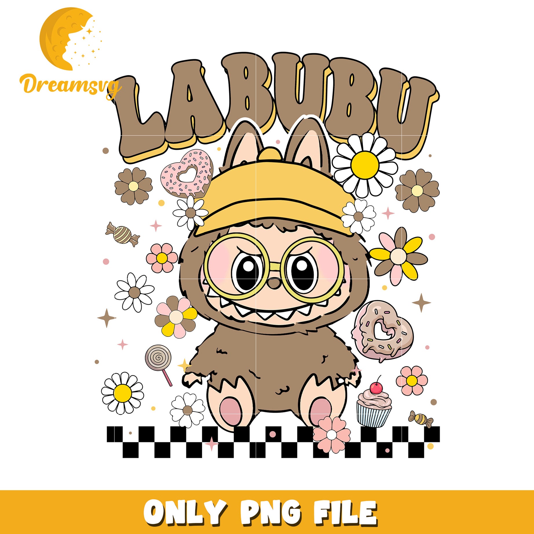 Brown flowers labubu png, labubu blind box​ png, labubu price png