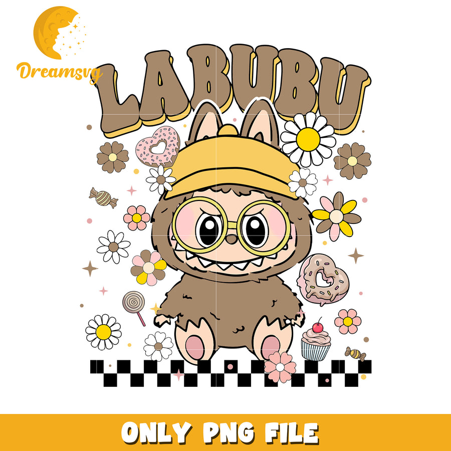 Brown flowers labubu png, labubu blind box​ png, labubu price png